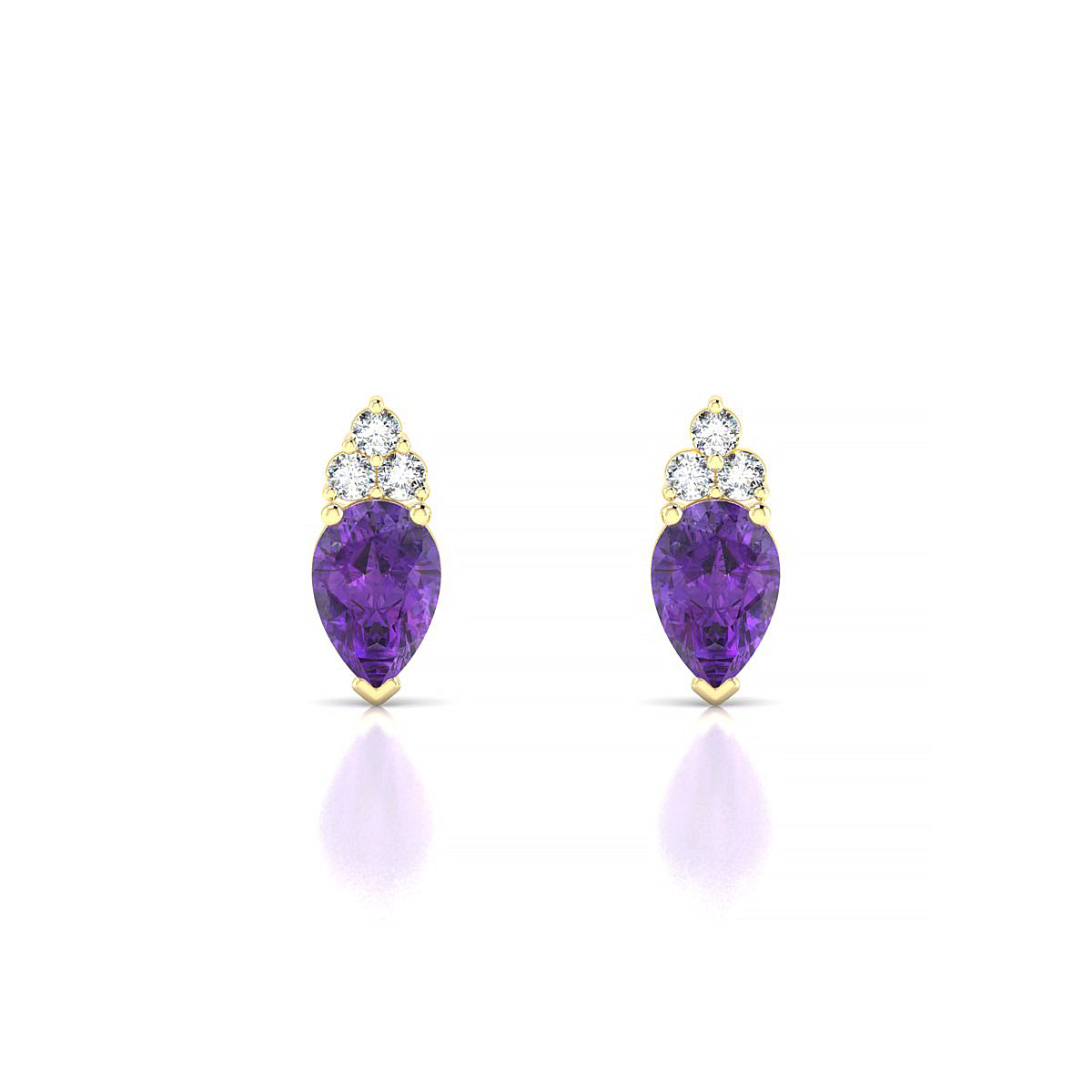 Mirage | 18k Yellow Gold 6 x 4 mm Pear Amethyst Earrings
