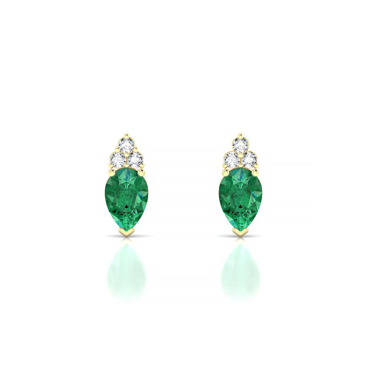 Mirage | 18k Yellow Gold 6 x 4 mm Pear Emerald Earrings