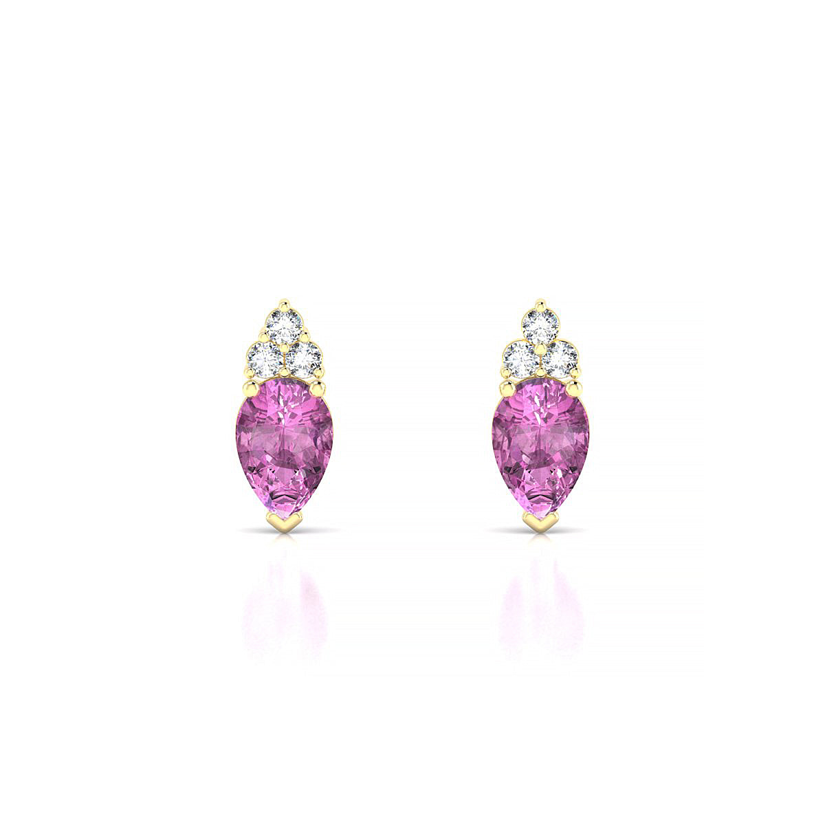 Mirage | 18k Yellow Gold 6 x 4 mm Pear Pink Sapphire Earrings