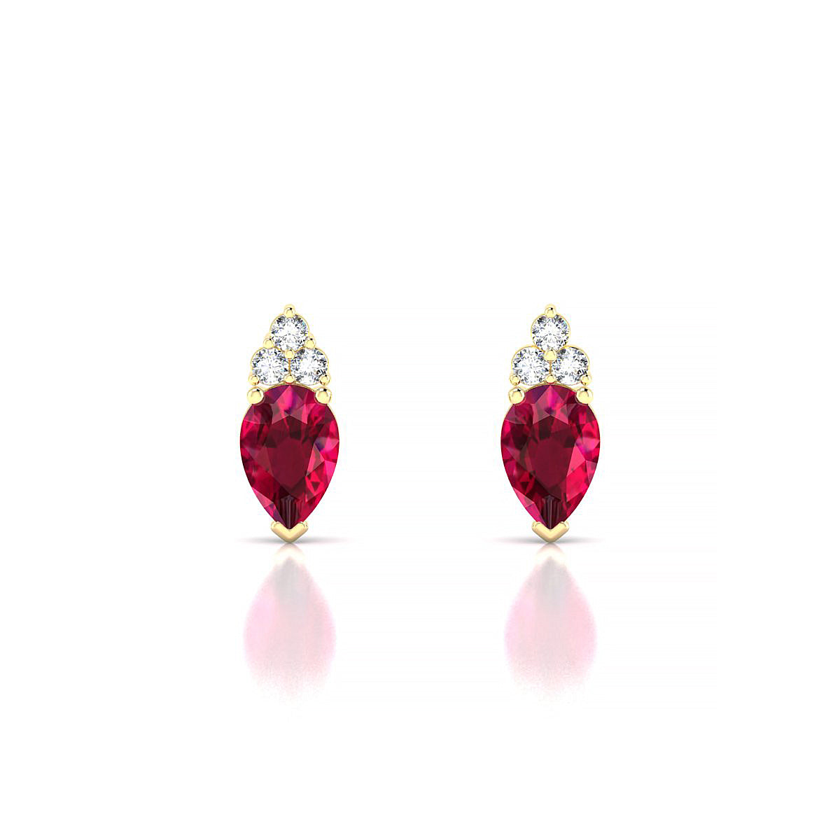 Mirage | 18k Yellow Gold 6 x 4 mm Pear Ruby Earrings