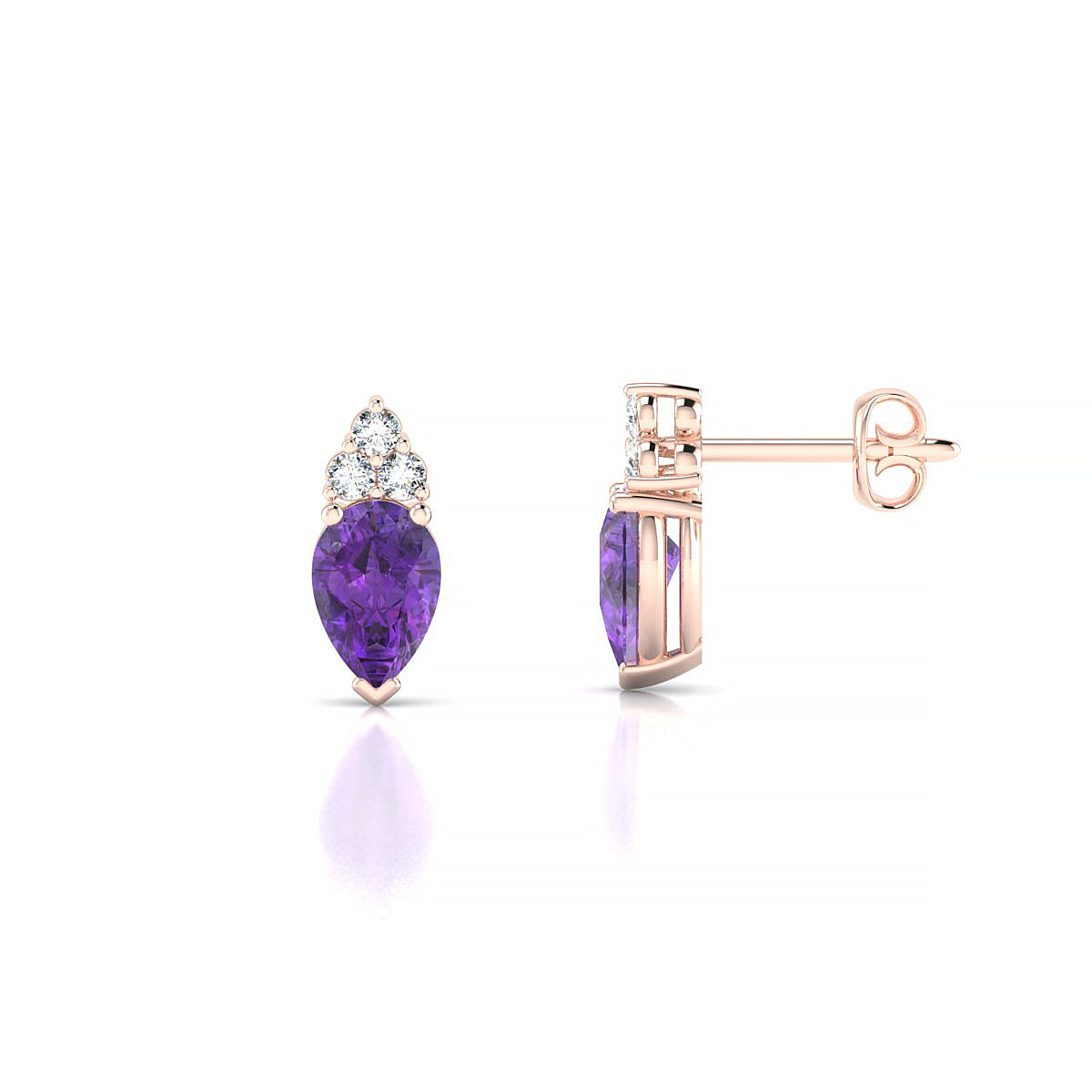 Mirage | 18k Rose Gold 6 x 4 mm Pear Amethyst Earrings