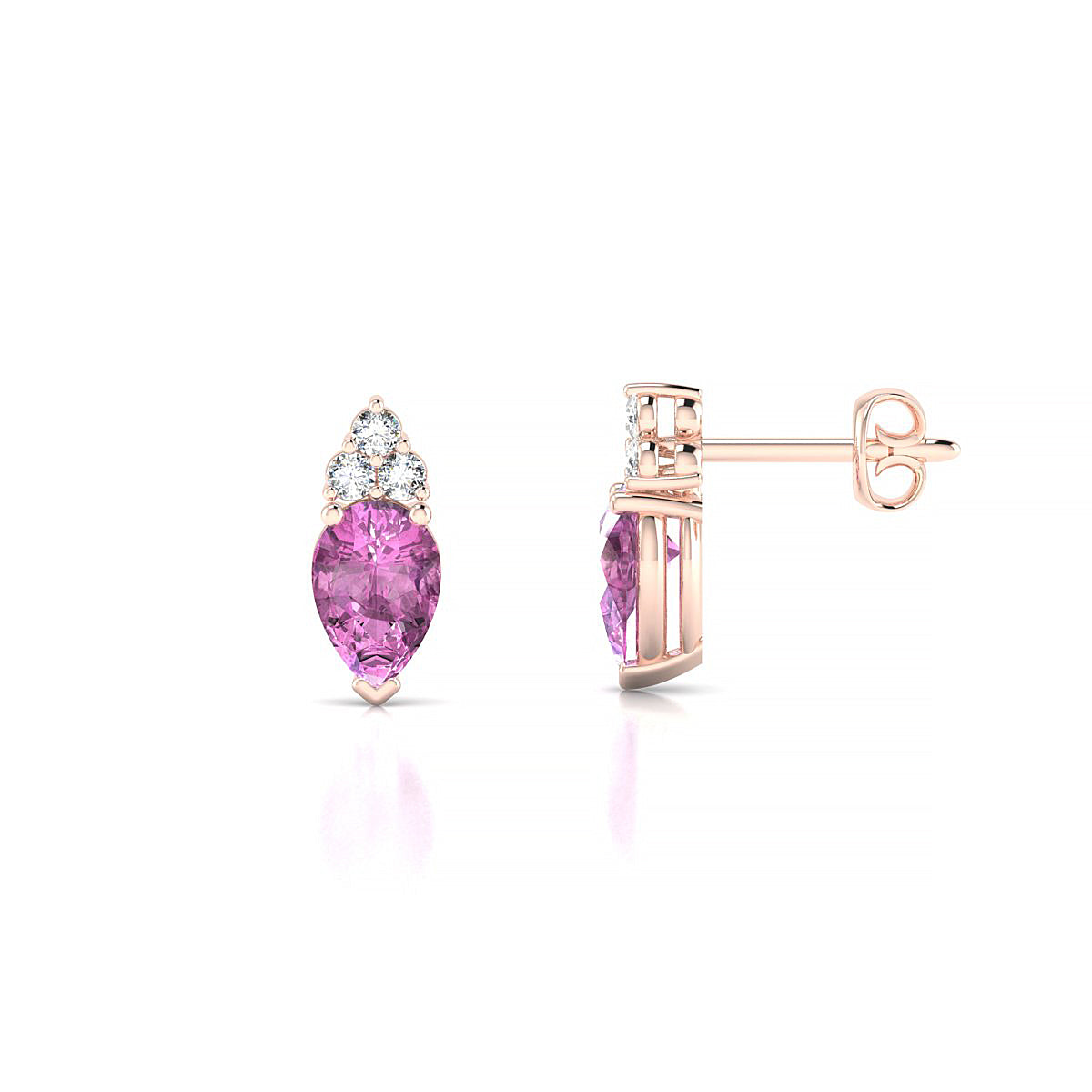Mirage | 18k Rose Gold 6 x 4 mm Pear Pink Sapphire Earrings