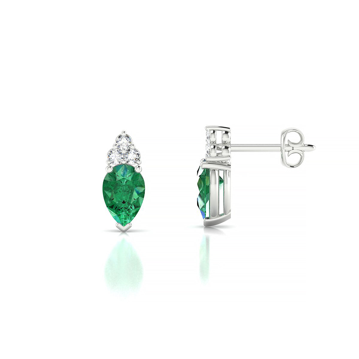 Mirage | 18k White Gold 6 x 4 mm Pear Emerald Earrings