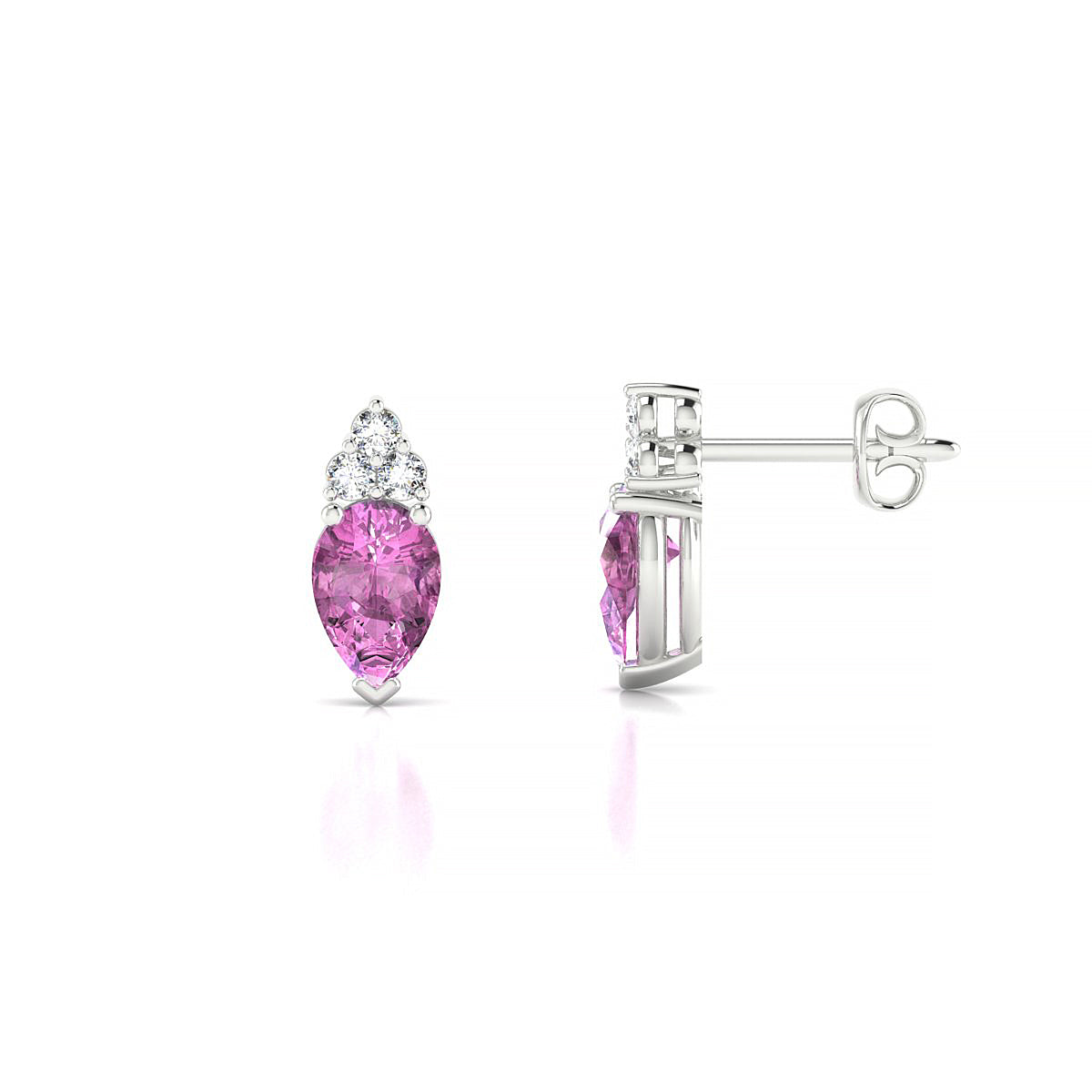 Mirage | 18k White Gold 6 x 4 mm Pear Pink Sapphire Earrings
