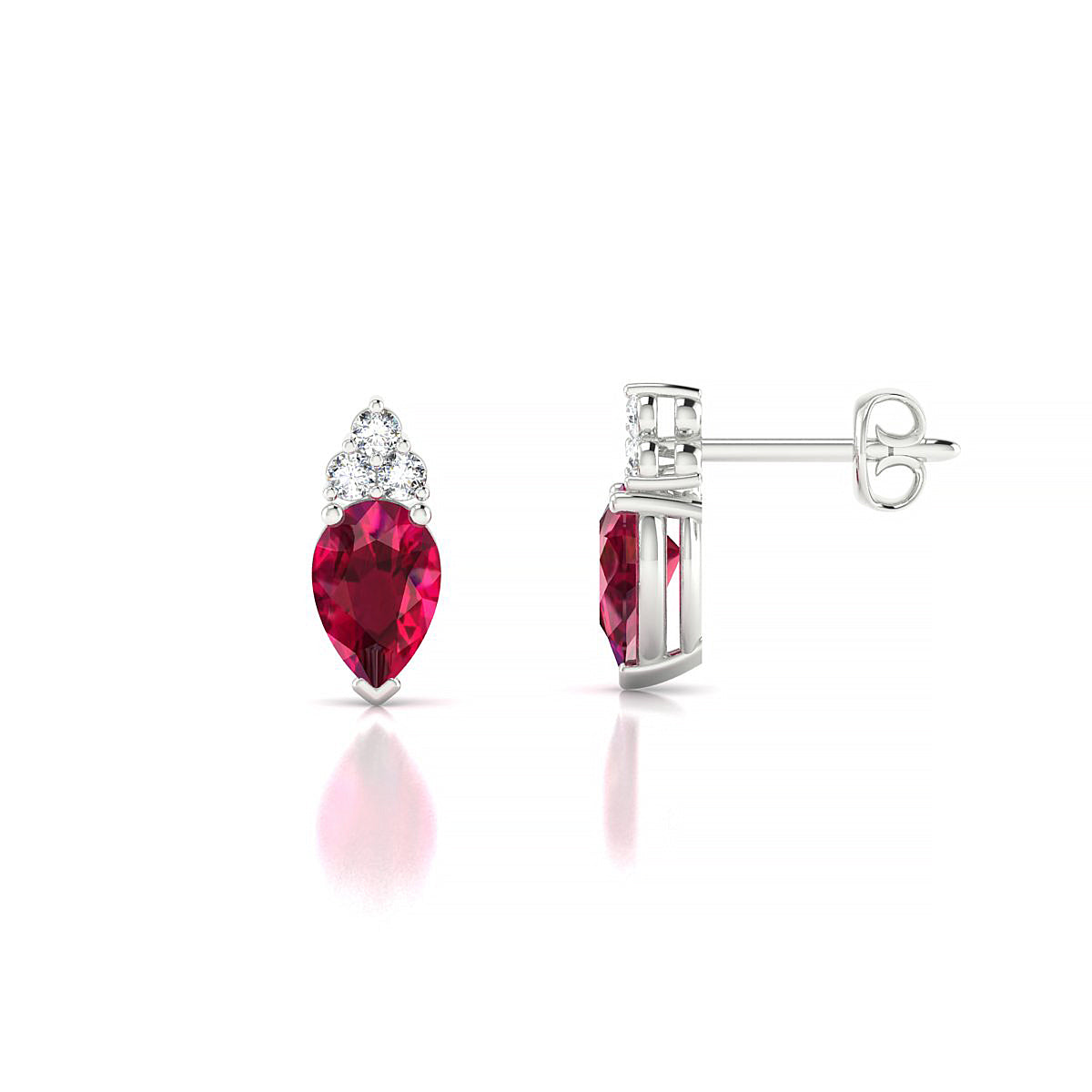 Mirage | 18k White Gold 6 x 4 mm Pear Ruby Earrings