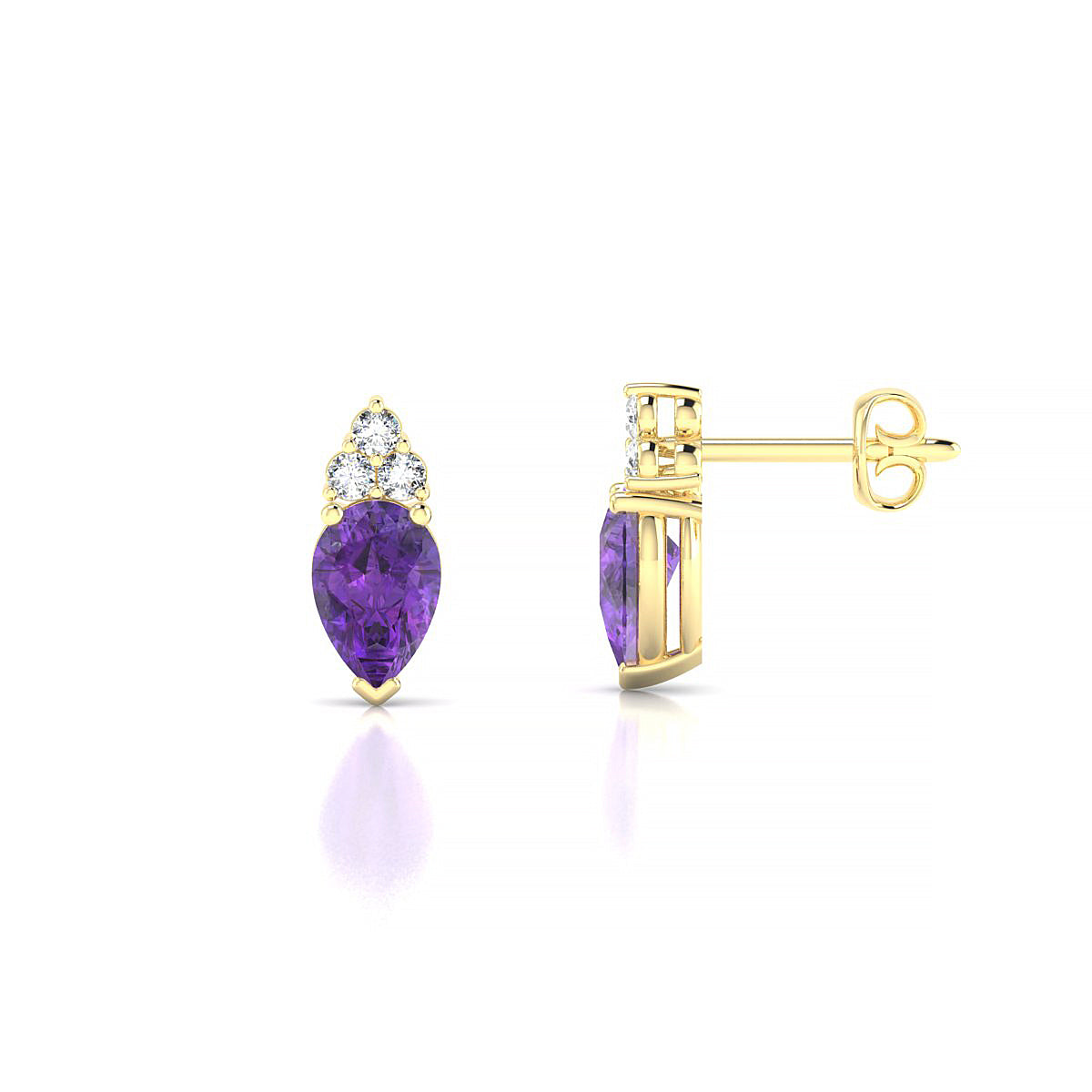 Mirage | 18k Yellow Gold 6 x 4 mm Pear Amethyst Earrings