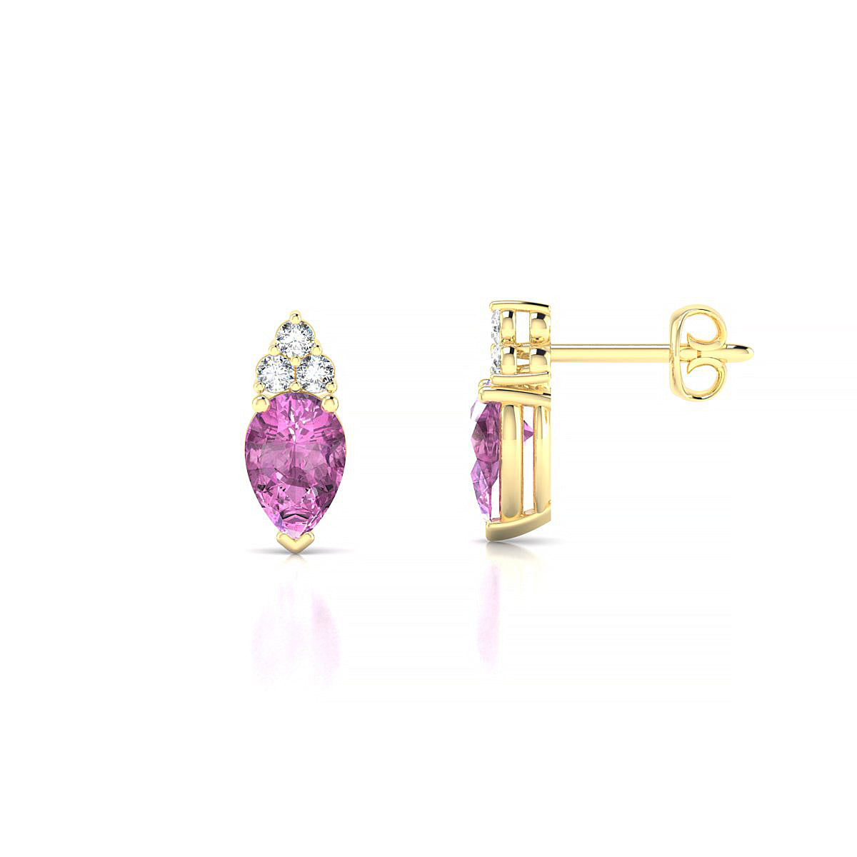Mirage | 18k Yellow Gold 6 x 4 mm Pear Pink Sapphire Earrings