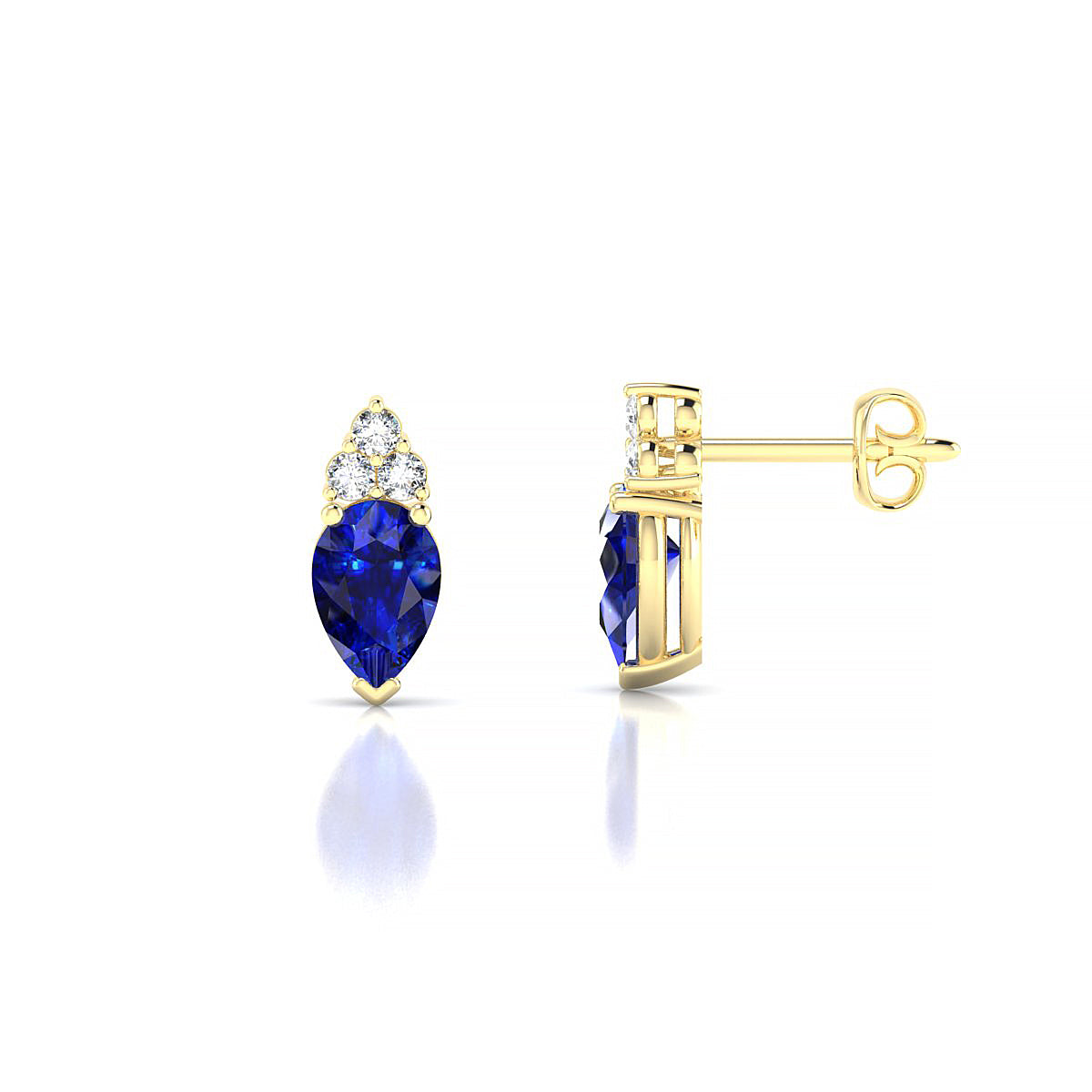 Mirage | 18k Yellow Gold 6 x 4 mm Pear Sapphire Earrings