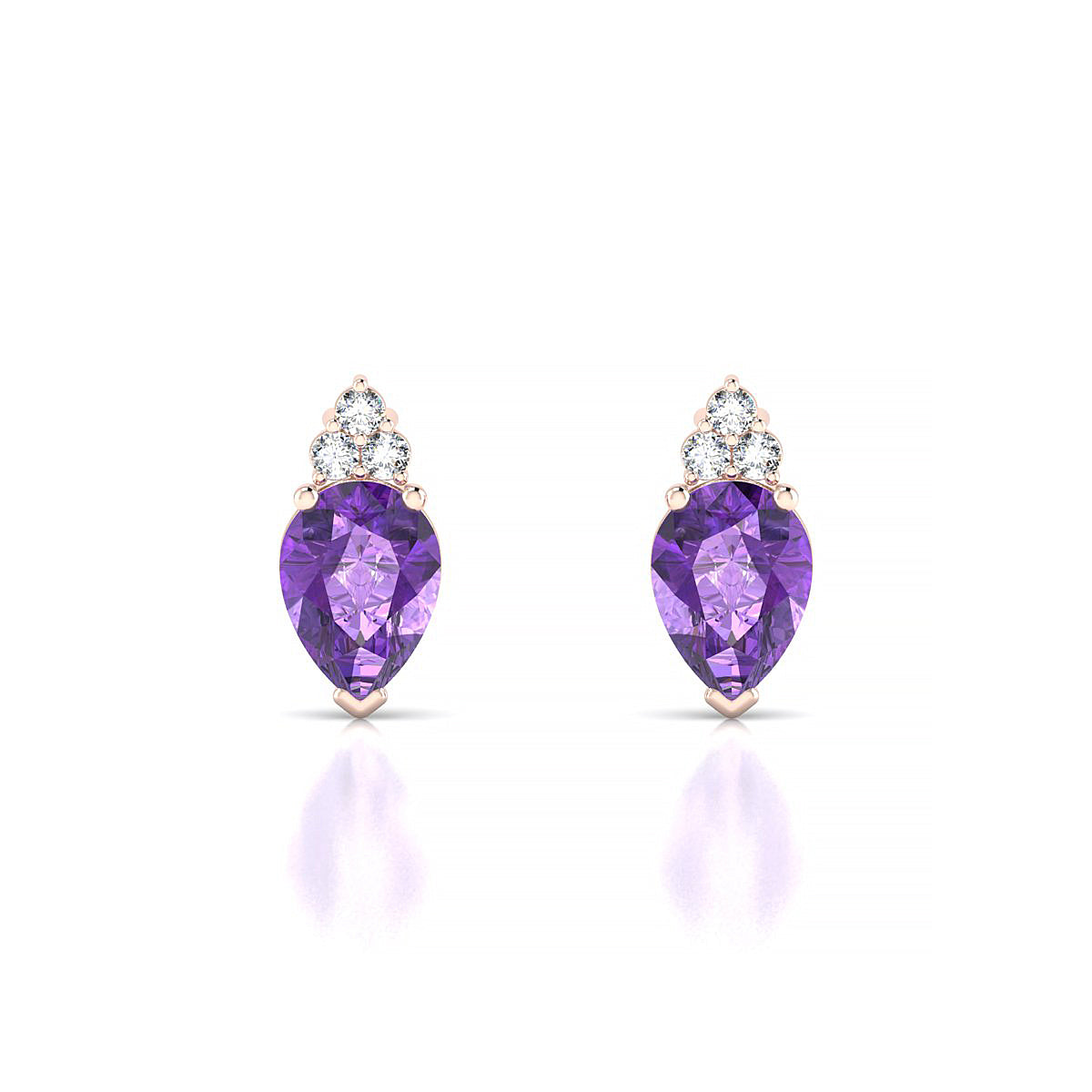 Mirage | 18k Rose Gold 7 x 5 mm Pear Amethyst Earrings