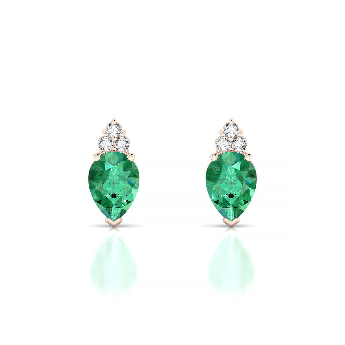 Mirage | 18k Rose Gold 7 x 5 mm Pear Emerald Earrings