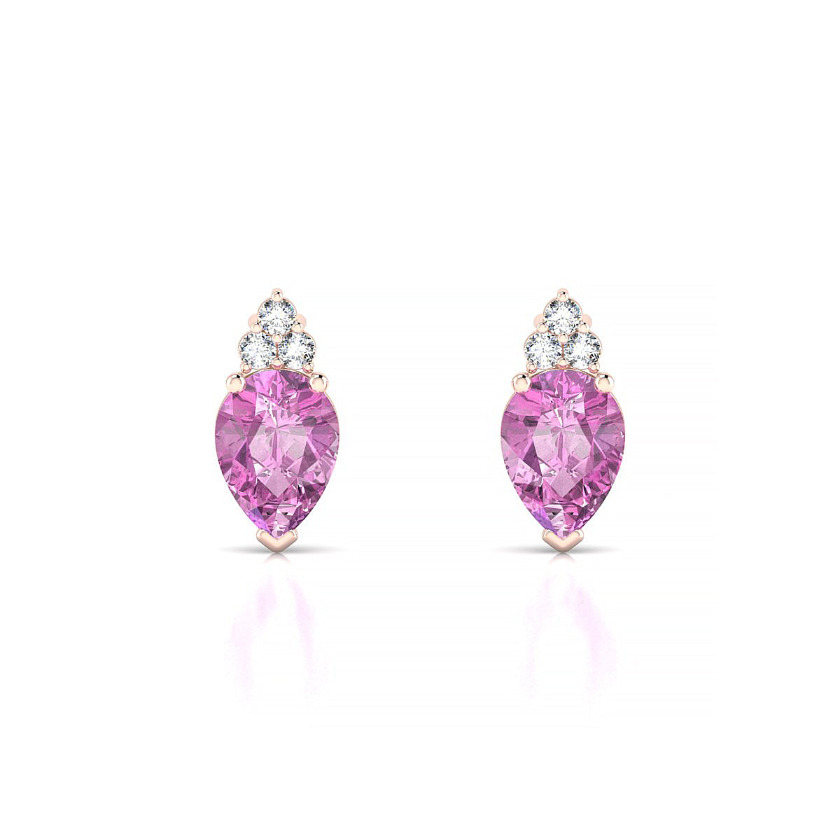 Mirage | 18k Rose Gold 7 x 5 mm Pear Pink Sapphire Earrings