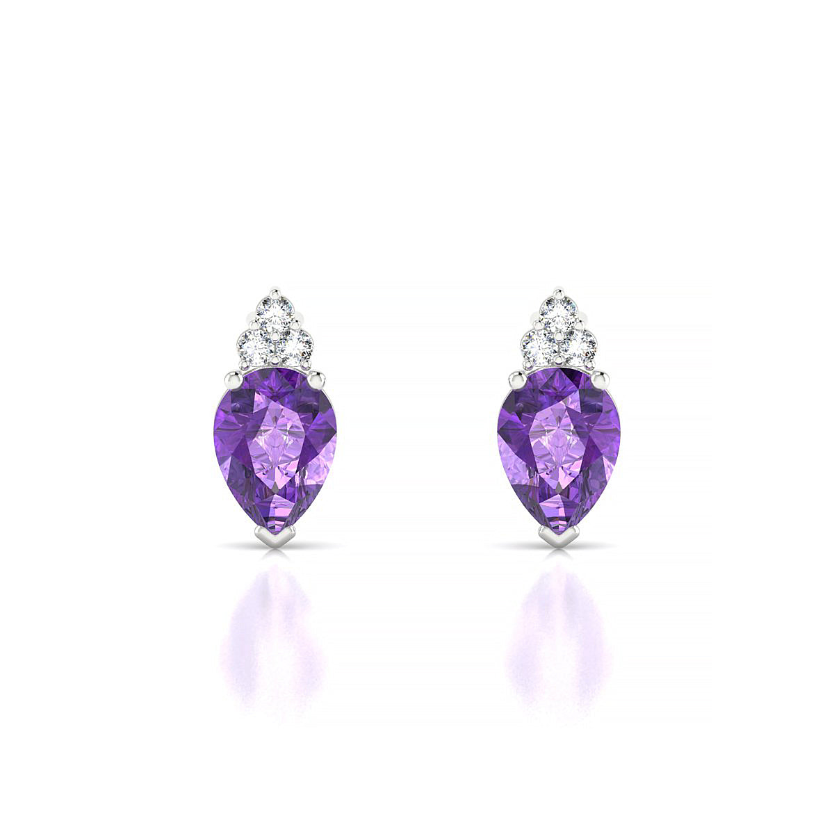 Mirage | 18k White Gold 7 x 5 mm Pear Amethyst Earrings