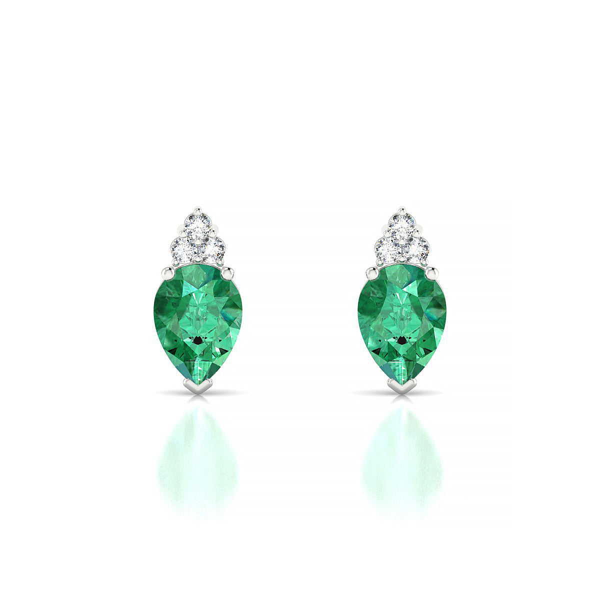 Mirage | 18k White Gold 7 x 5 mm Pear Emerald Earrings