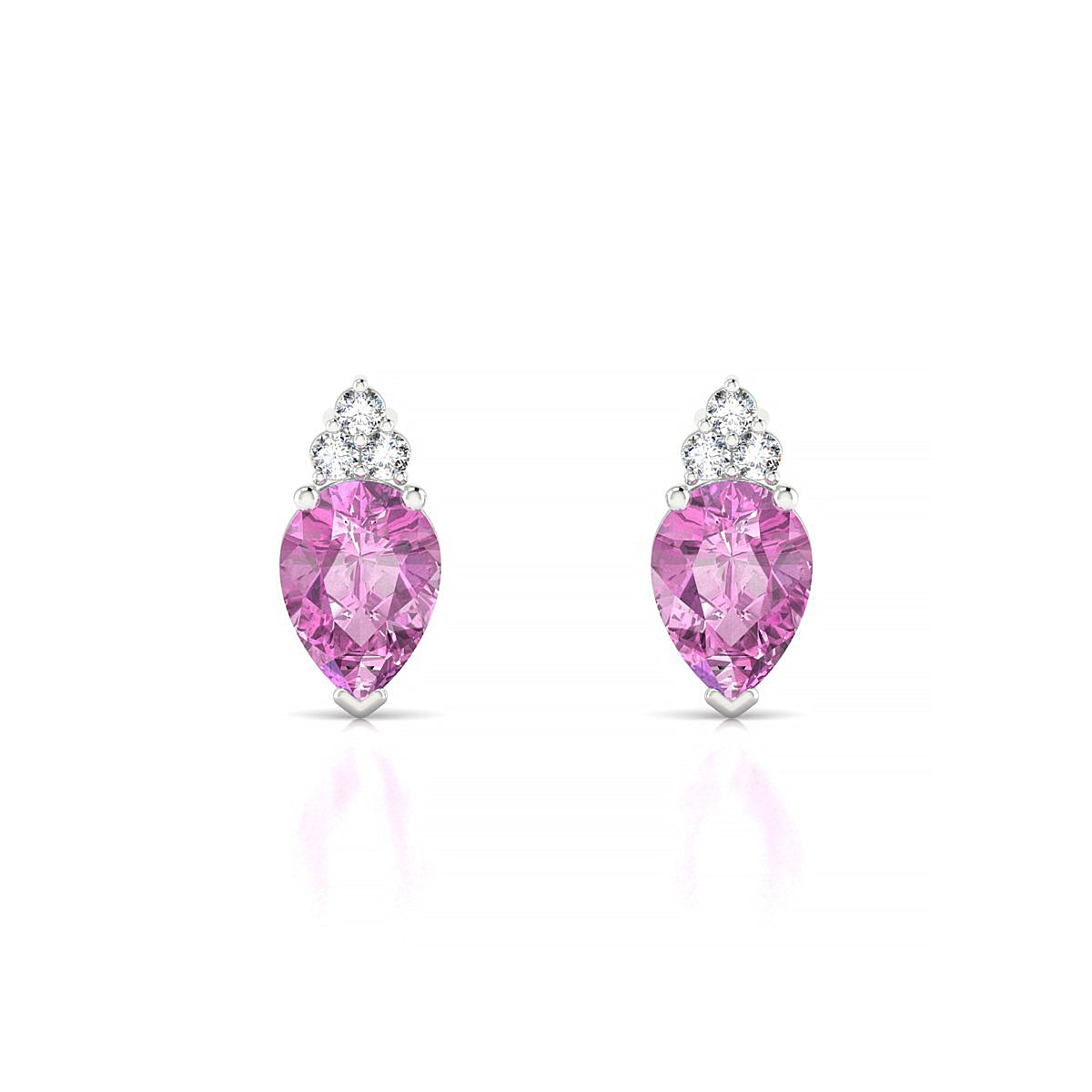 Mirage | 18k White Gold 7 x 5 mm Pear Pink Sapphire Earrings