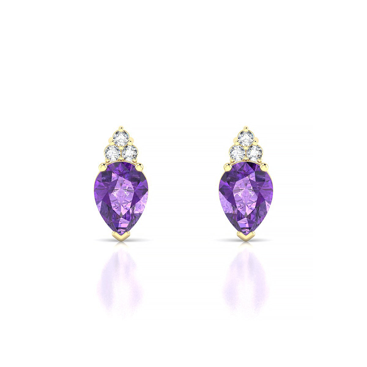 Mirage | 18k Yellow Gold 7 x 5 mm Pear Amethyst Earrings