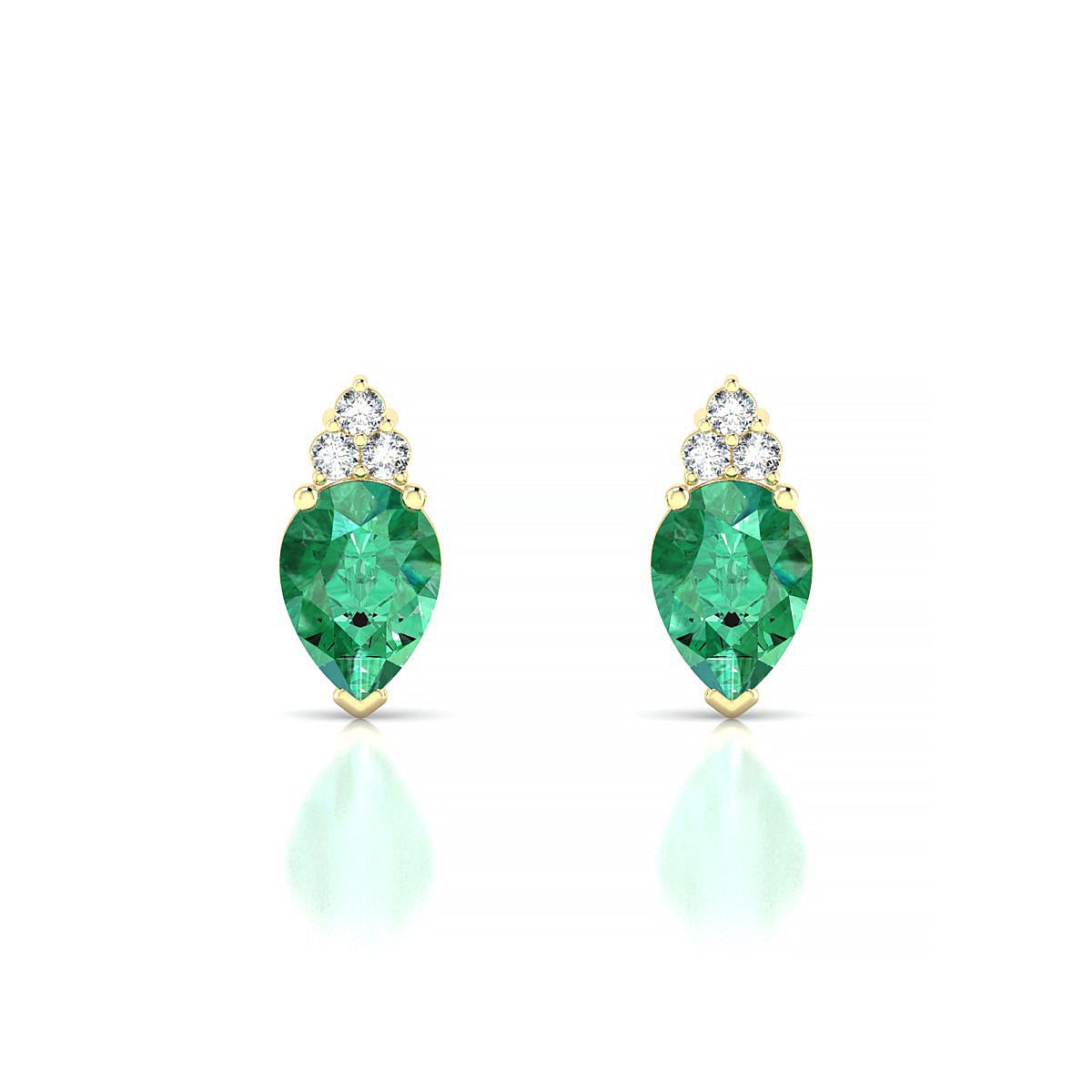 Mirage | 18k Yellow Gold 7 x 5 mm Pear Emerald Earrings