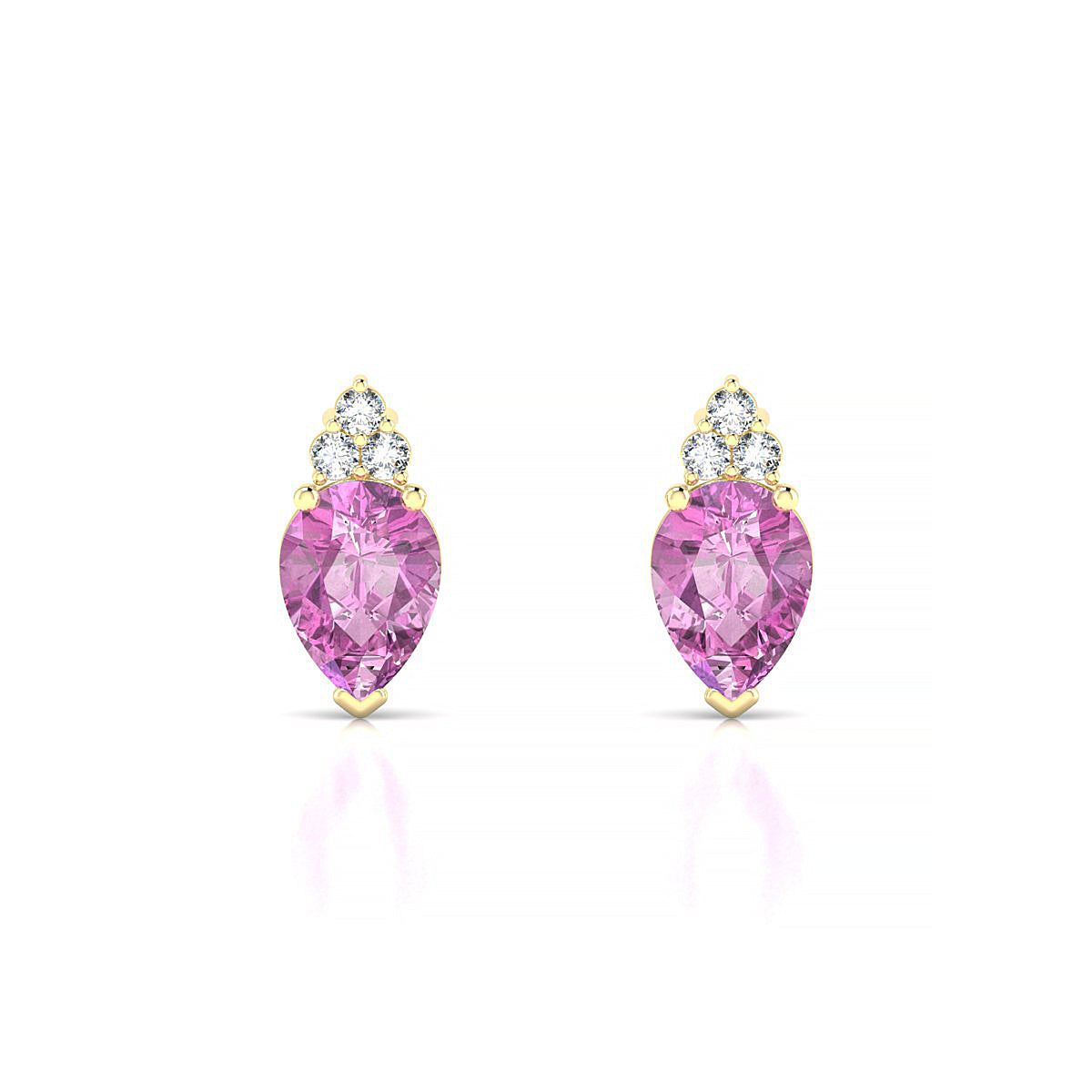 Mirage | 18k Yellow Gold 7 x 5 mm Pear Pink Sapphire Earrings