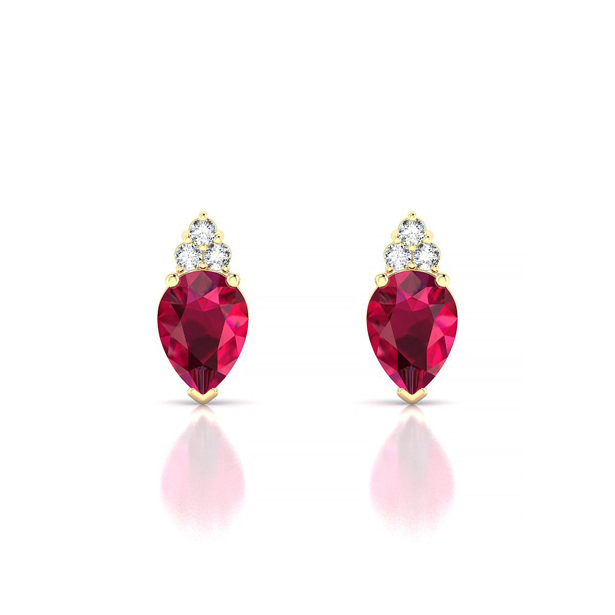Mirage | 18k Yellow Gold 7 x 5 mm Pear Ruby Earrings