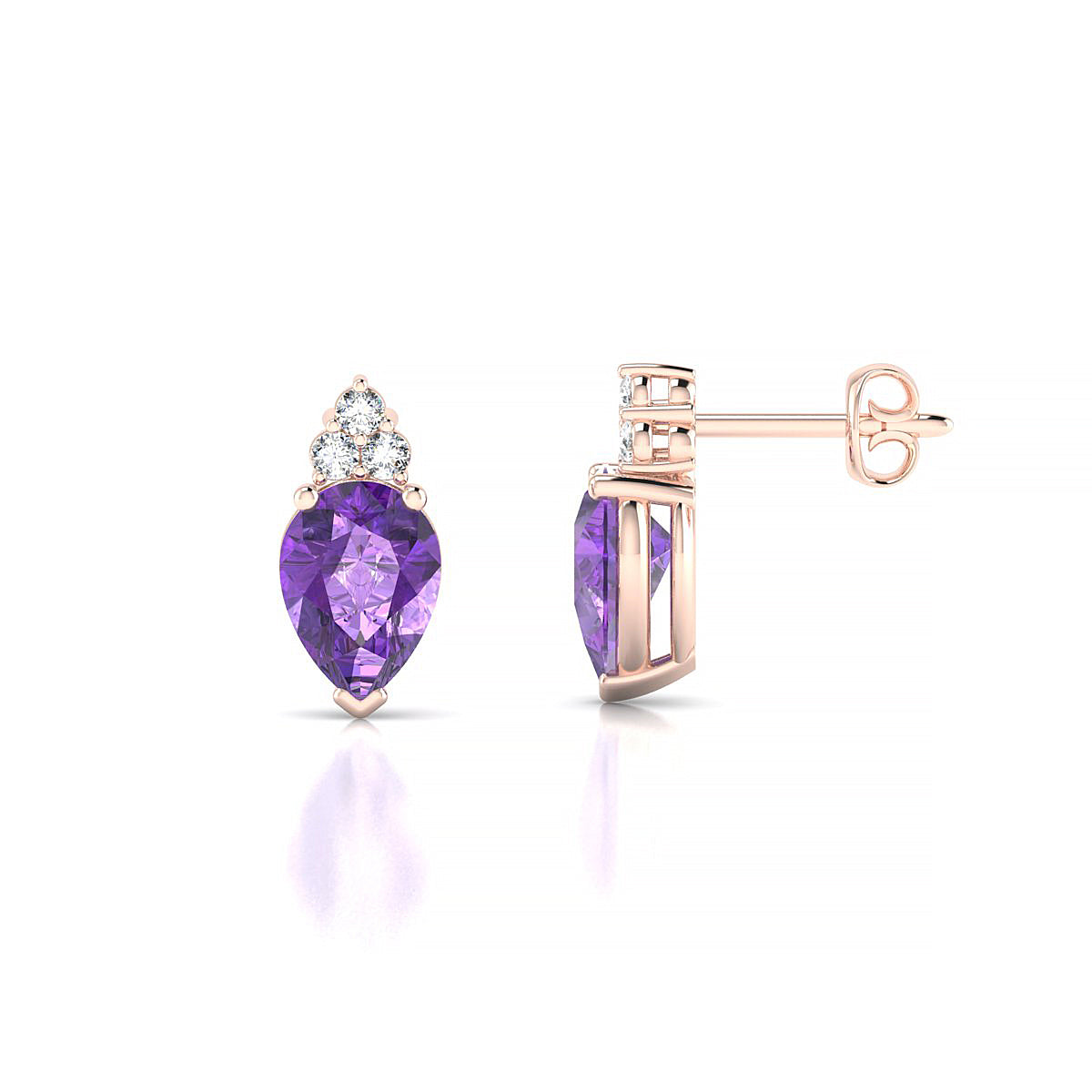 Mirage | 18k Rose Gold 7 x 5 mm Pear Amethyst Earrings