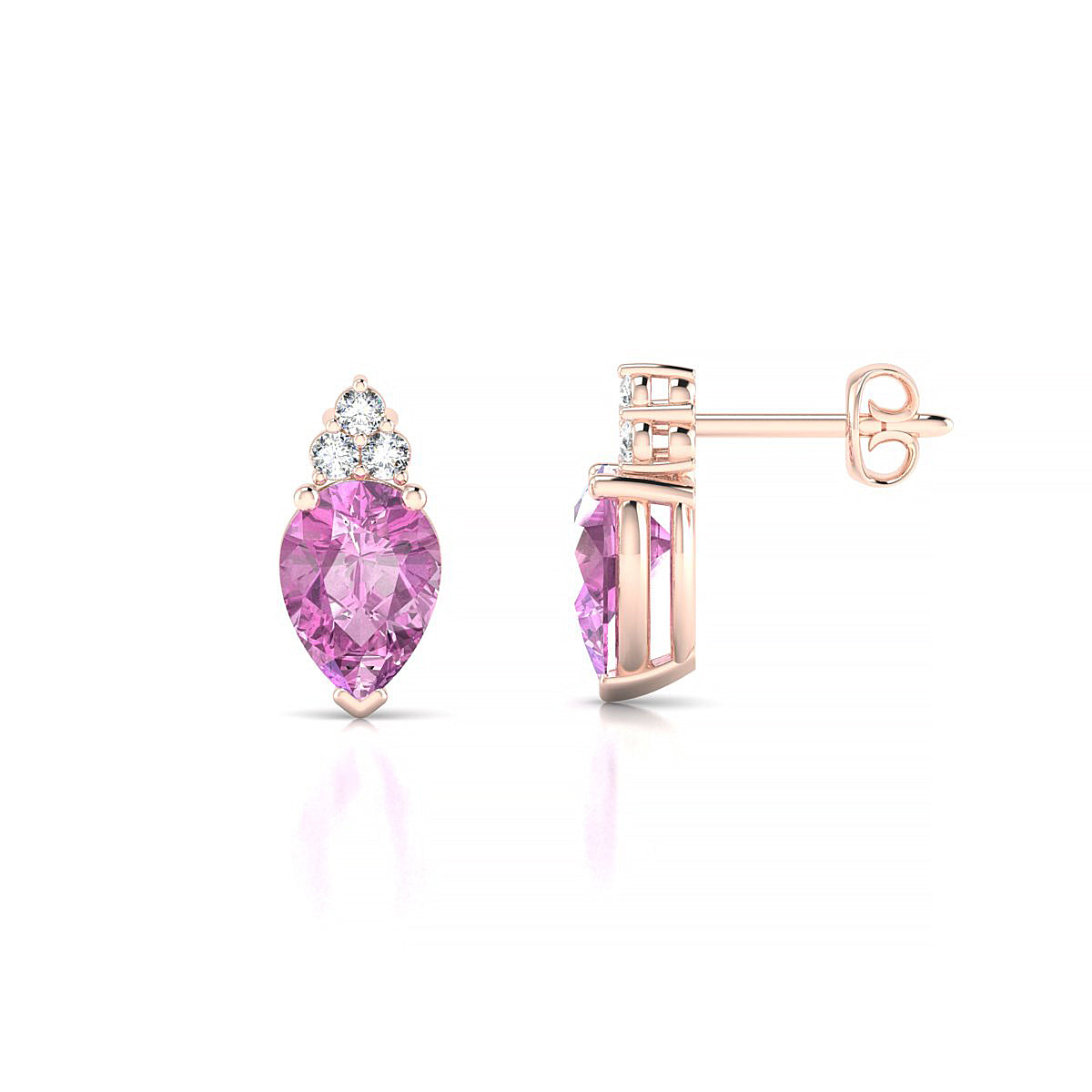 Mirage | 18k Rose Gold 7 x 5 mm Pear Pink Sapphire Earrings