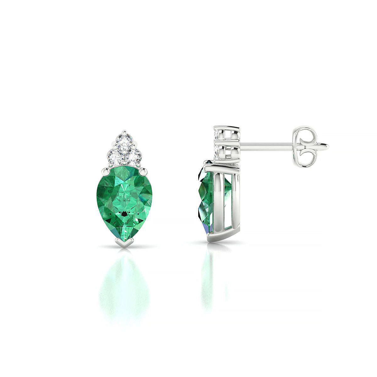 Mirage | 18k White Gold 7 x 5 mm Pear Emerald Earrings