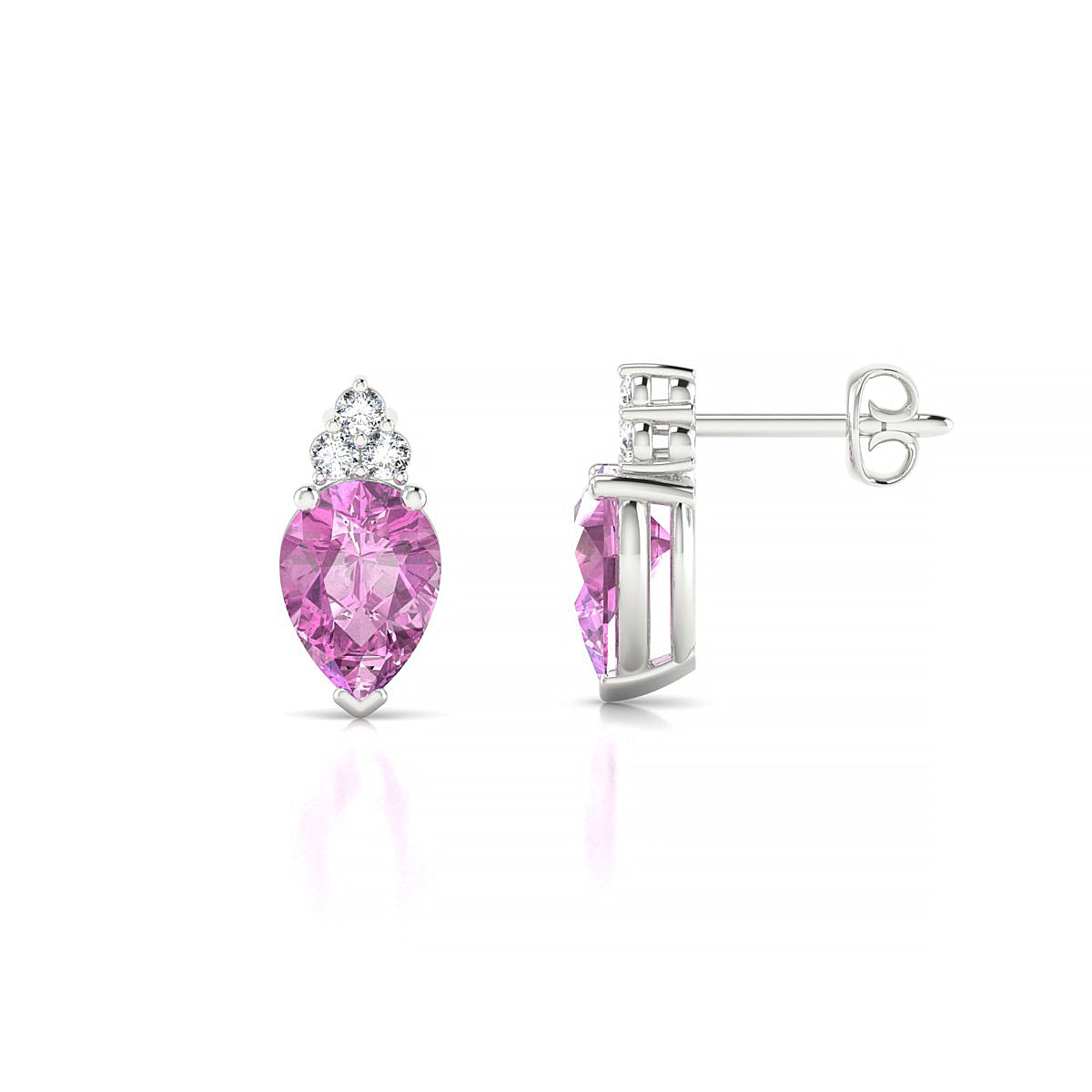 Mirage | 18k White Gold 7 x 5 mm Pear Pink Sapphire Earrings