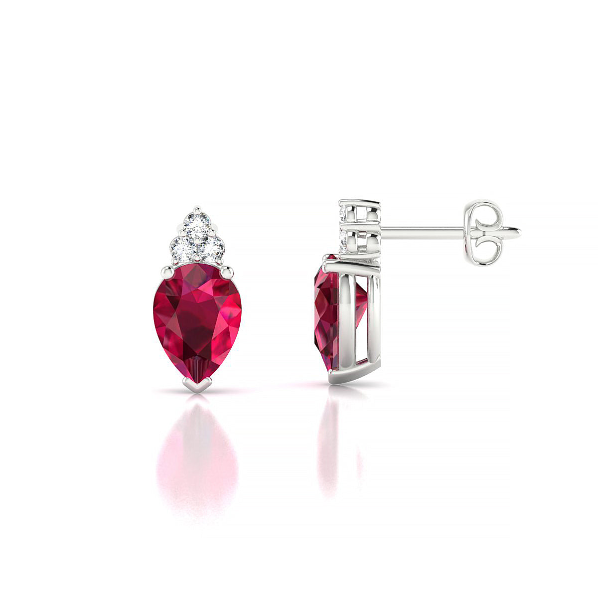 Mirage | 18k White Gold 7 x 5 mm Pear Ruby Earrings