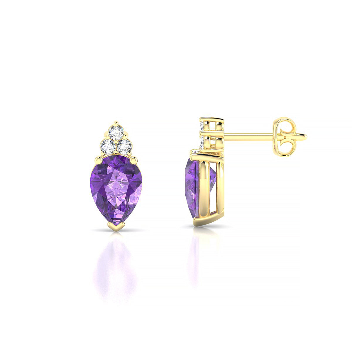 Mirage | 18k Yellow Gold 7 x 5 mm Pear Amethyst Earrings
