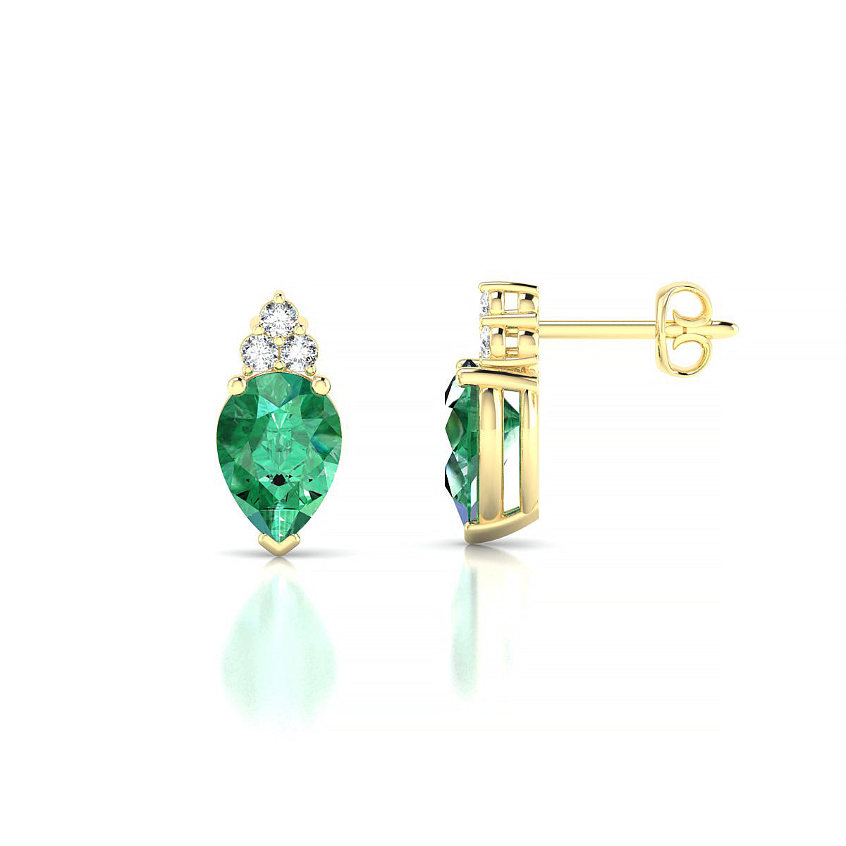 Mirage | 18k Yellow Gold 7 x 5 mm Pear Emerald Earrings