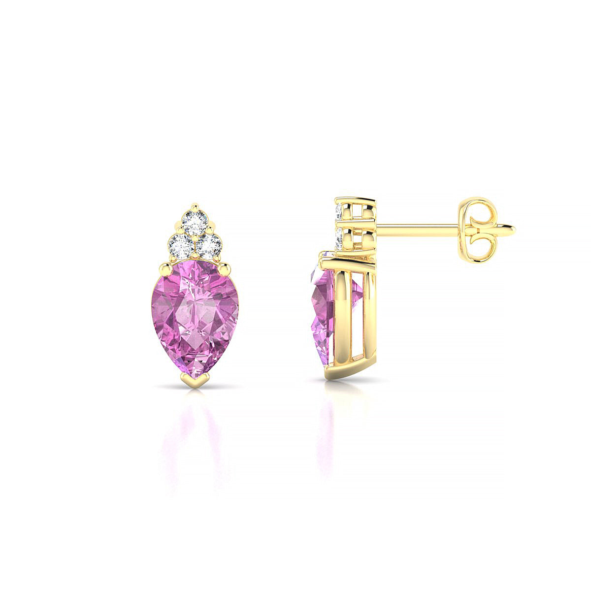 Mirage | 18k Yellow Gold 7 x 5 mm Pear Pink Sapphire Earrings