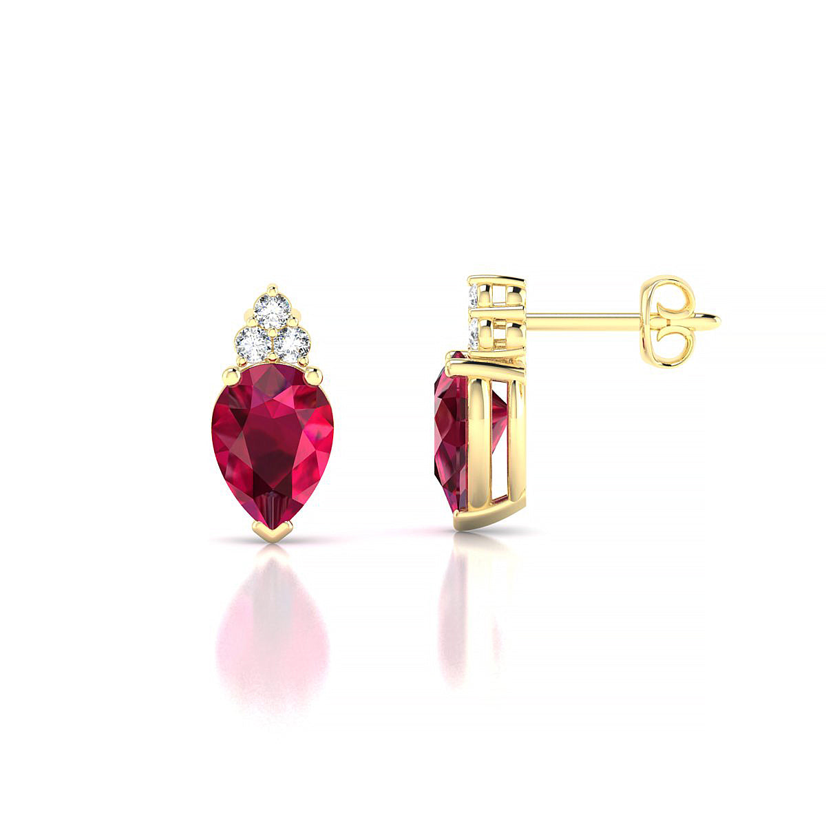 Mirage | 18k Yellow Gold 7 x 5 mm Pear Ruby Earrings