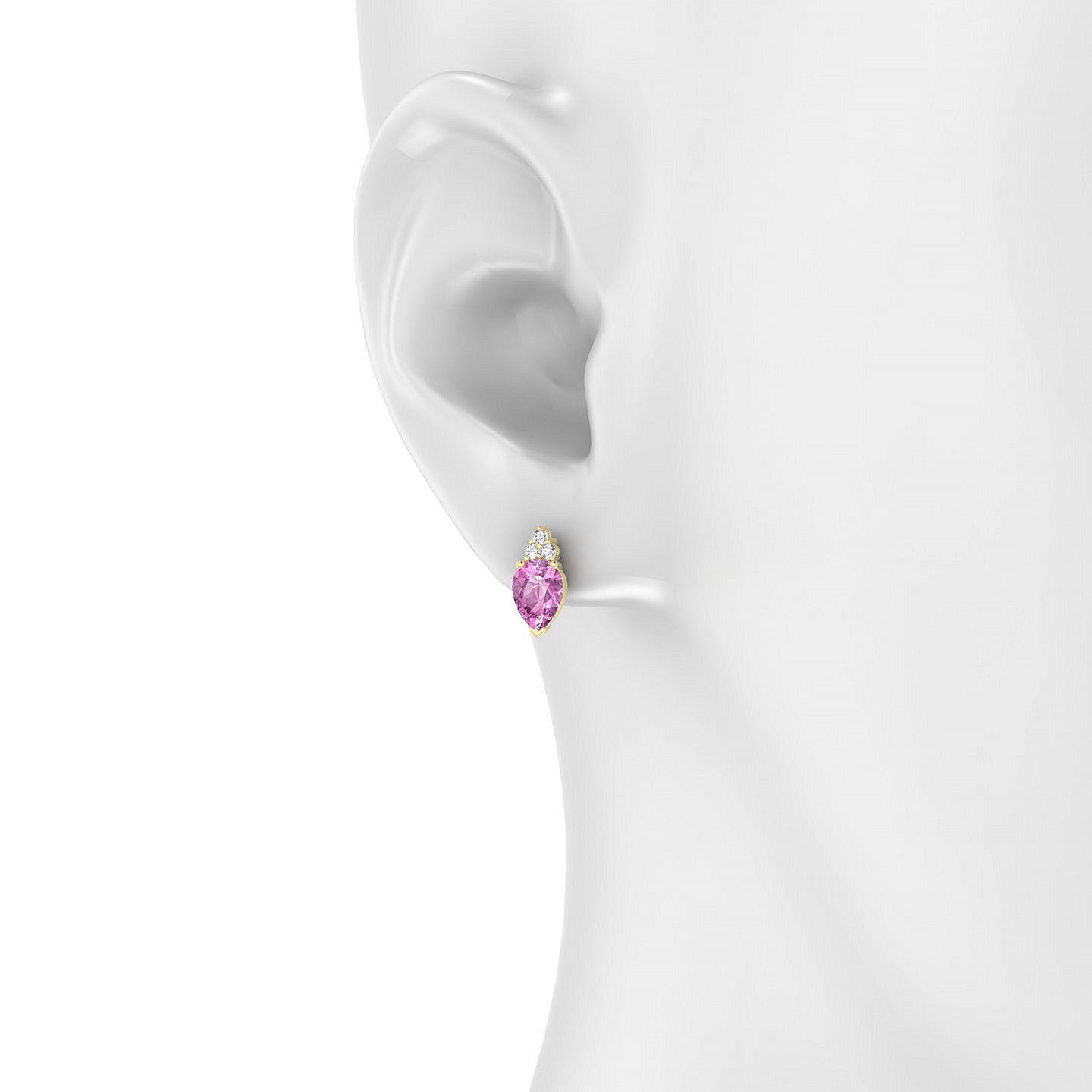 Mirage | 18k Yellow Gold 7 x 5 mm Pear Pink Sapphire Earrings