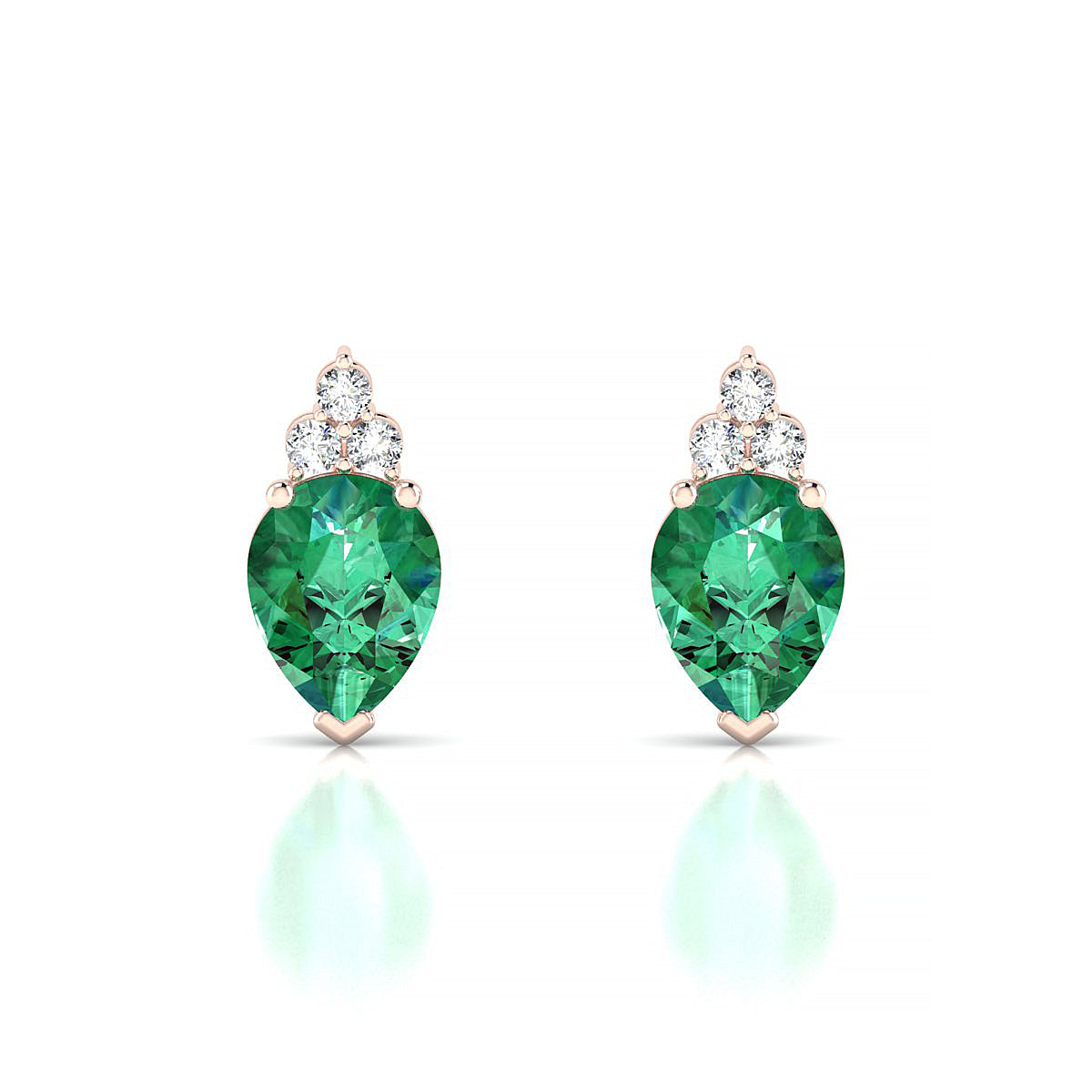 Mirage | 18k Rose Gold 8 x 6 mm Pear Emerald Earrings