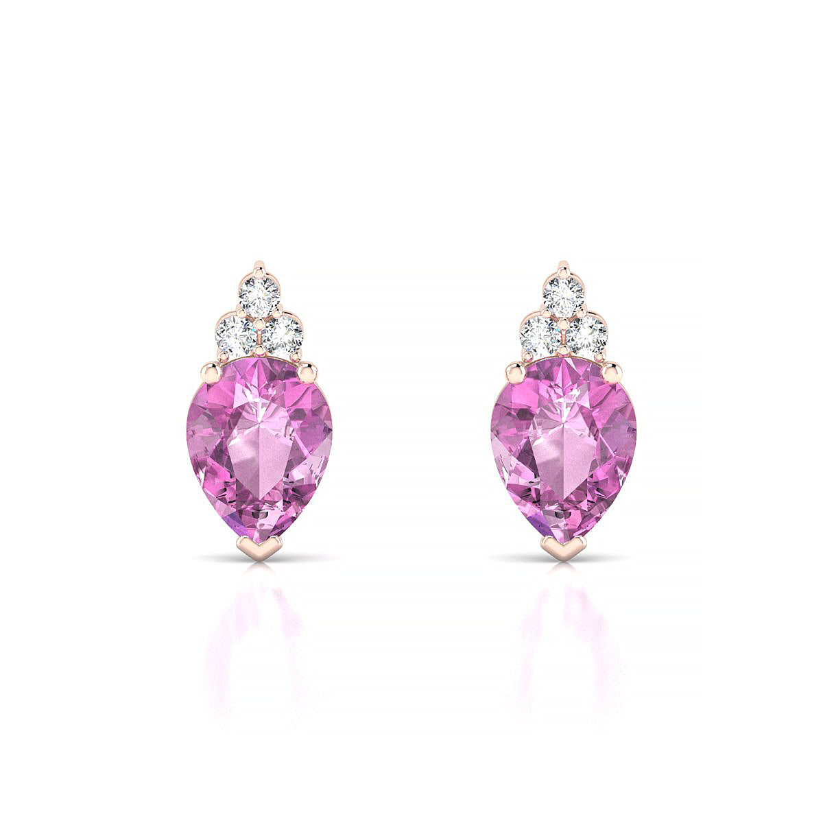 Mirage | 18k Rose Gold 8 x 6 mm Pear Pink Sapphire Earrings