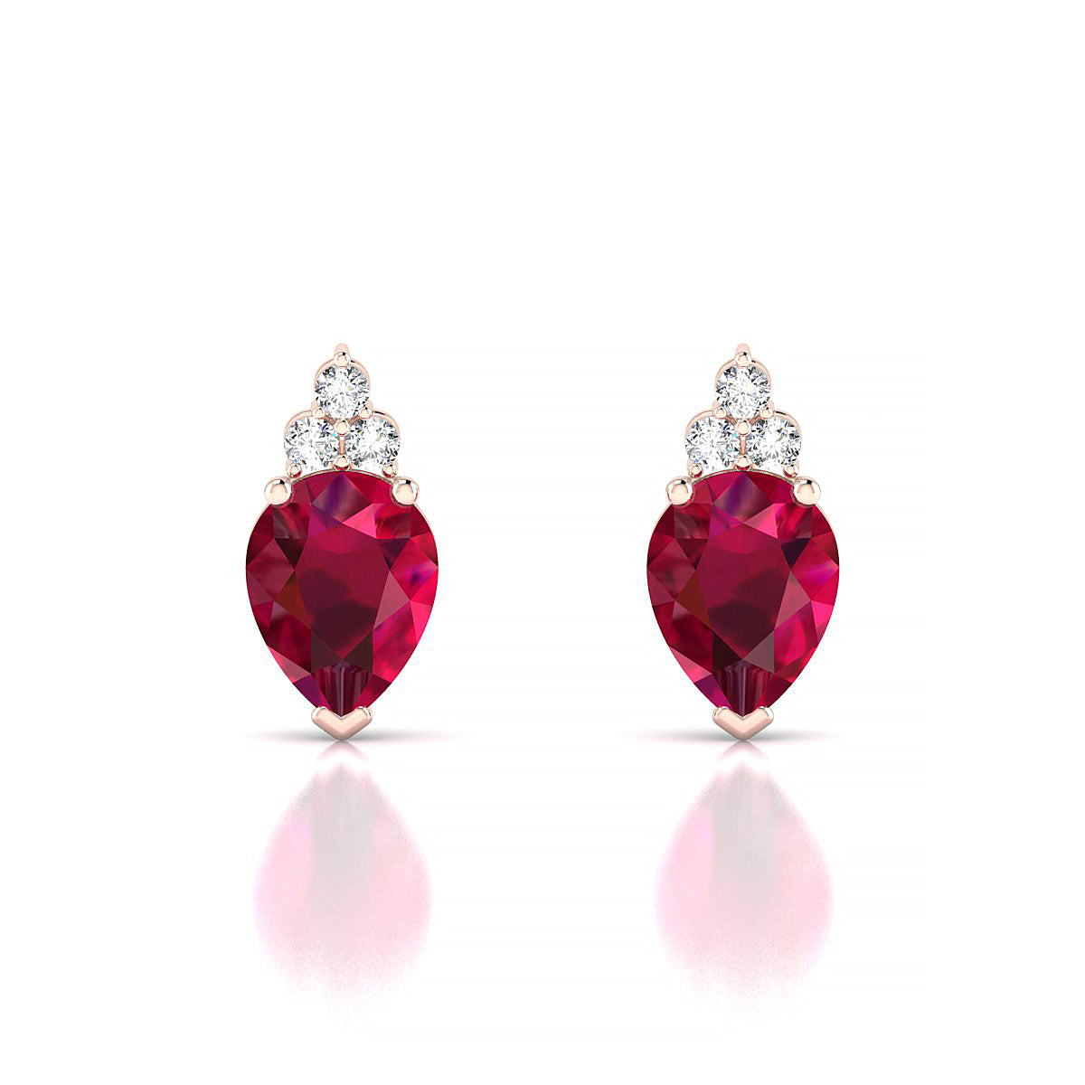 Mirage | 18k Rose Gold 8 x 6 mm Pear Ruby Earrings