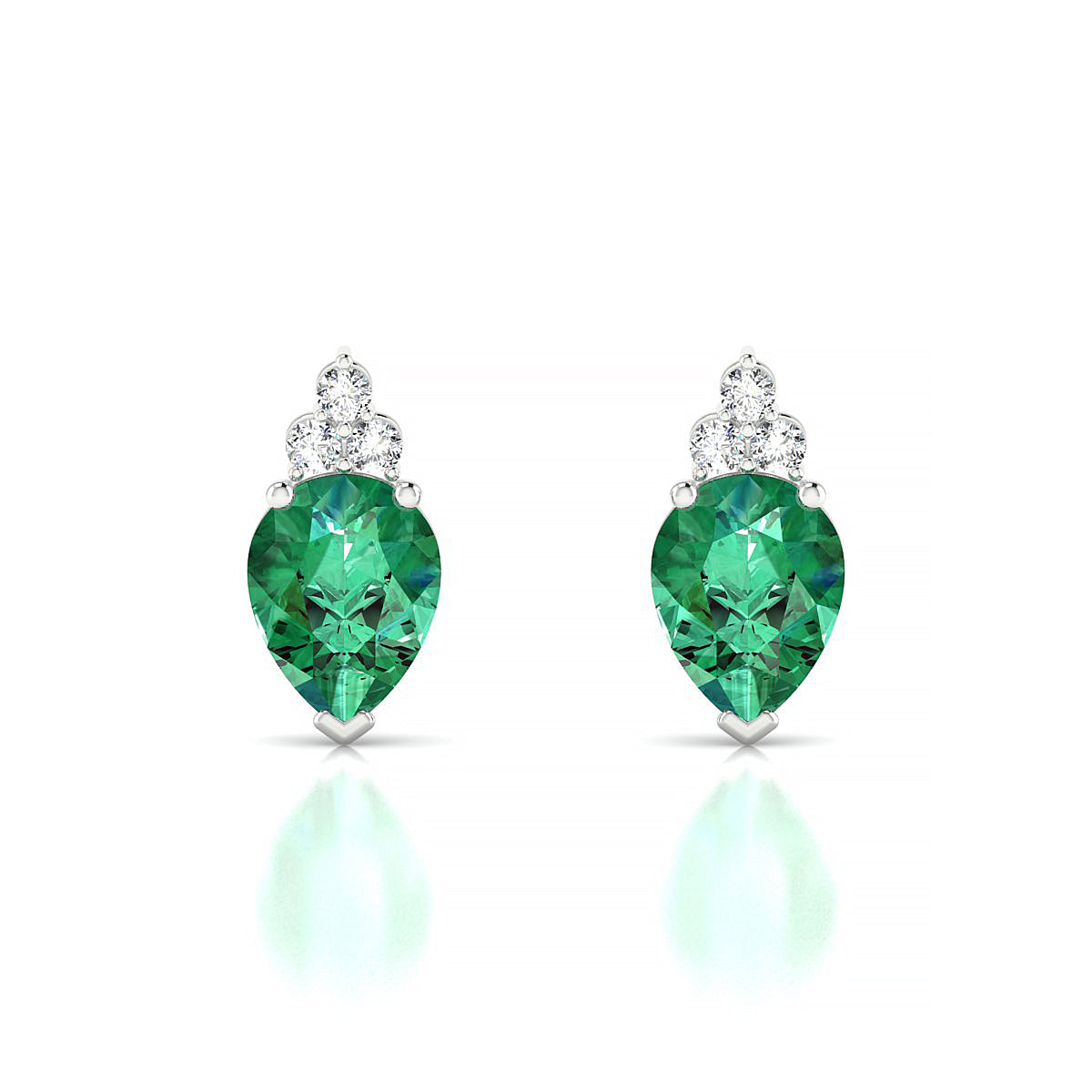 Mirage | 18k White Gold 8 x 6 mm Pear Emerald Earrings