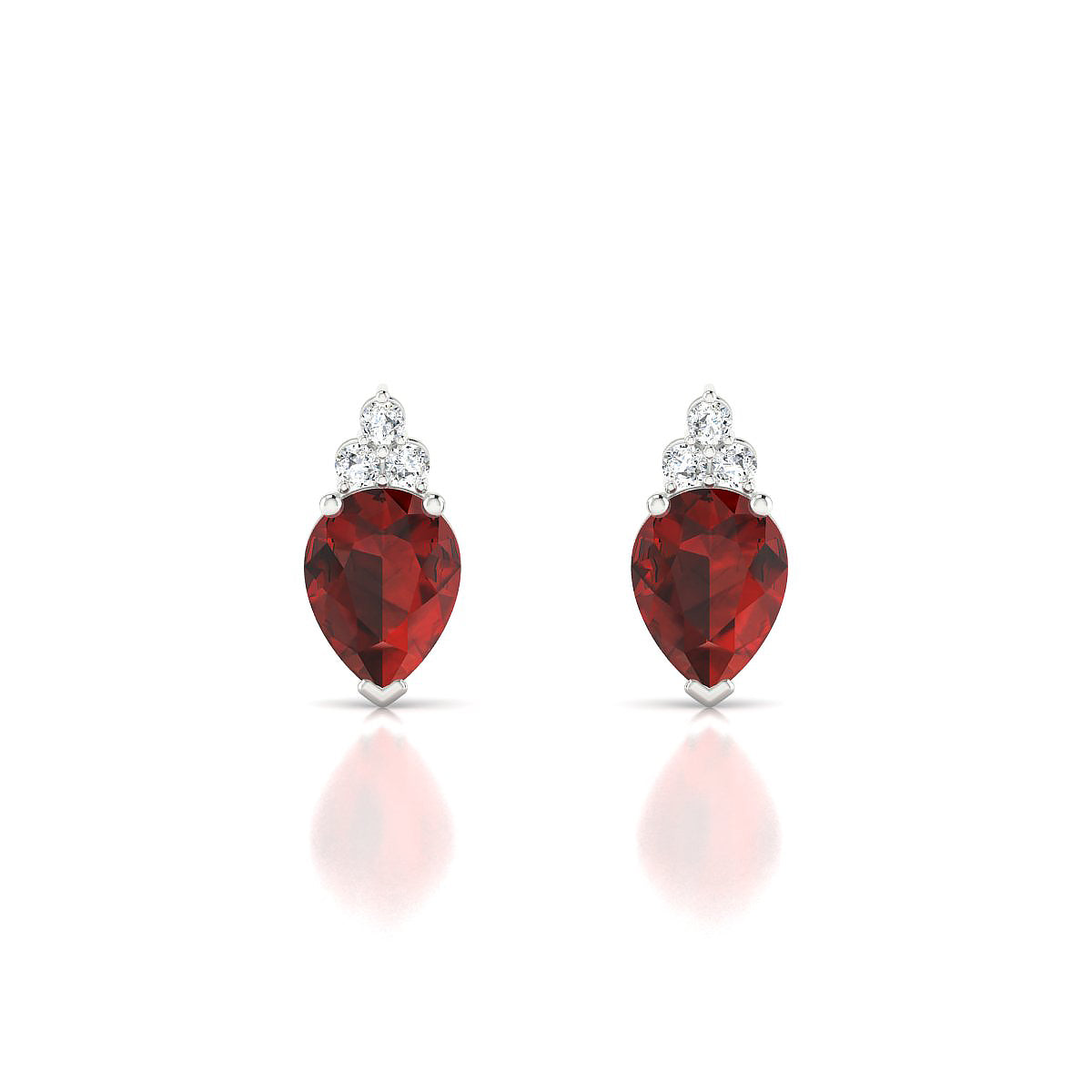 Mirage | 18k White Gold 8 x 6 mm Pear Garnet Earrings