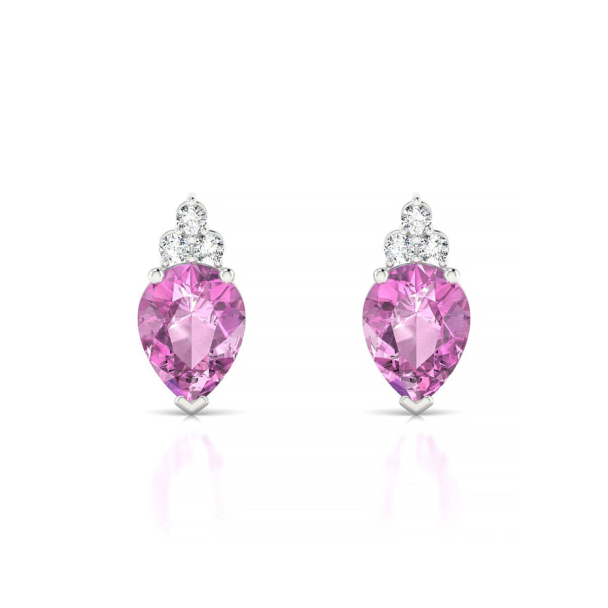 Mirage | 18k White Gold 8 x 6 mm Pear Pink Sapphire Earrings