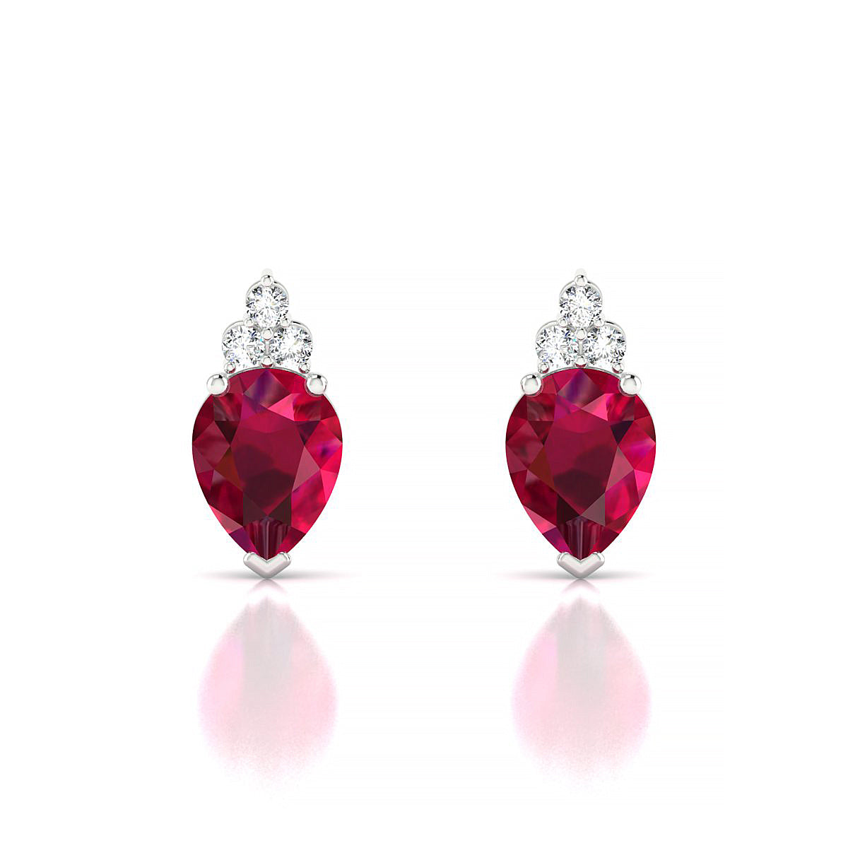 Mirage | 18k White Gold 8 x 6 mm Pear Ruby Earrings