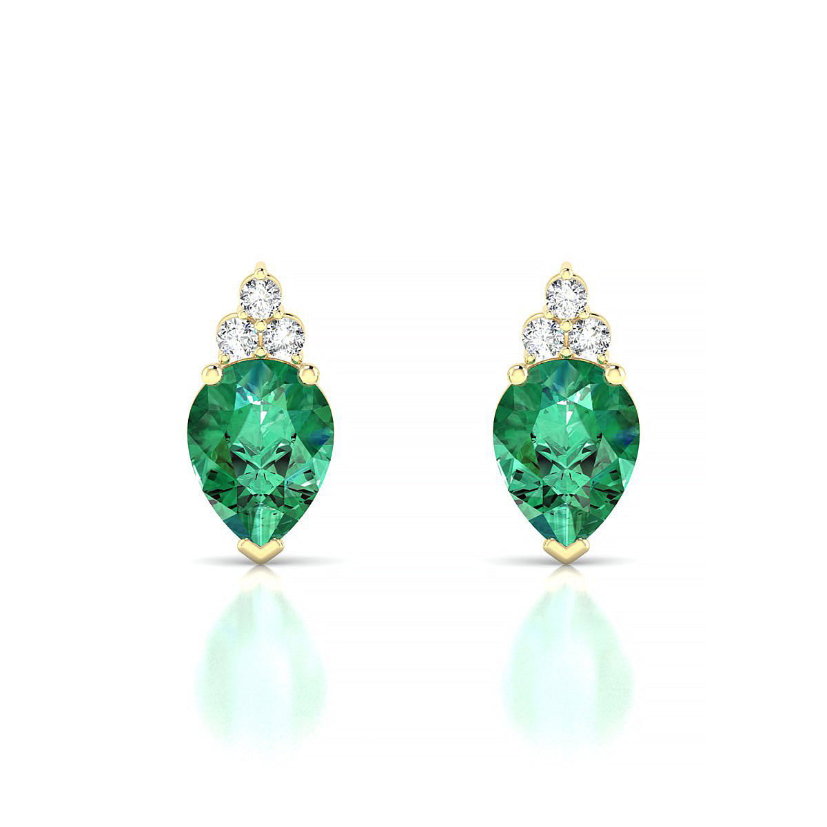 Mirage | 18k Yellow Gold 8 x 6 mm Pear Emerald Earrings