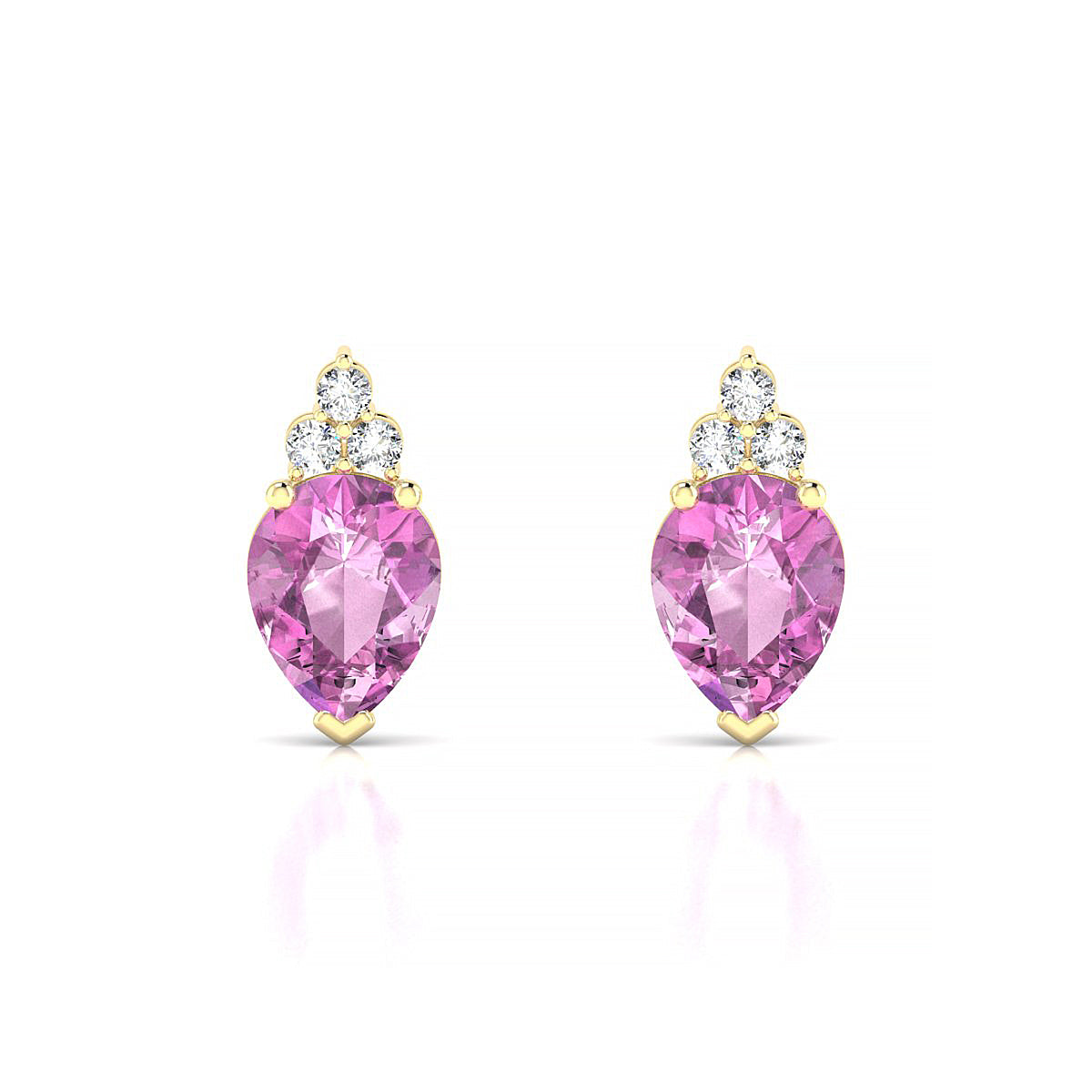 Mirage | 18k Yellow Gold 8 x 6 mm Pear Pink Sapphire Earrings