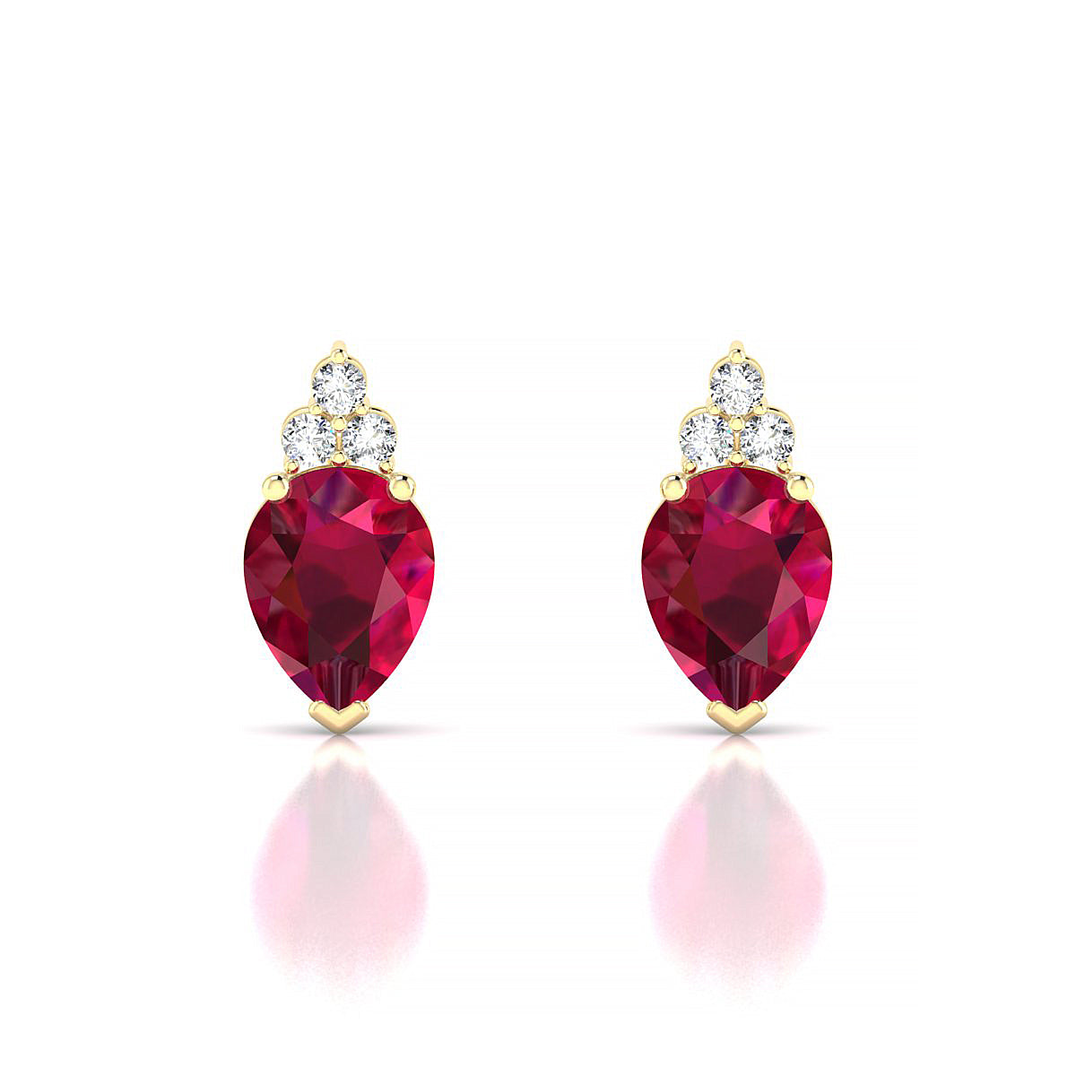 Mirage | 18k Yellow Gold 8 x 6 mm Pear Ruby Earrings