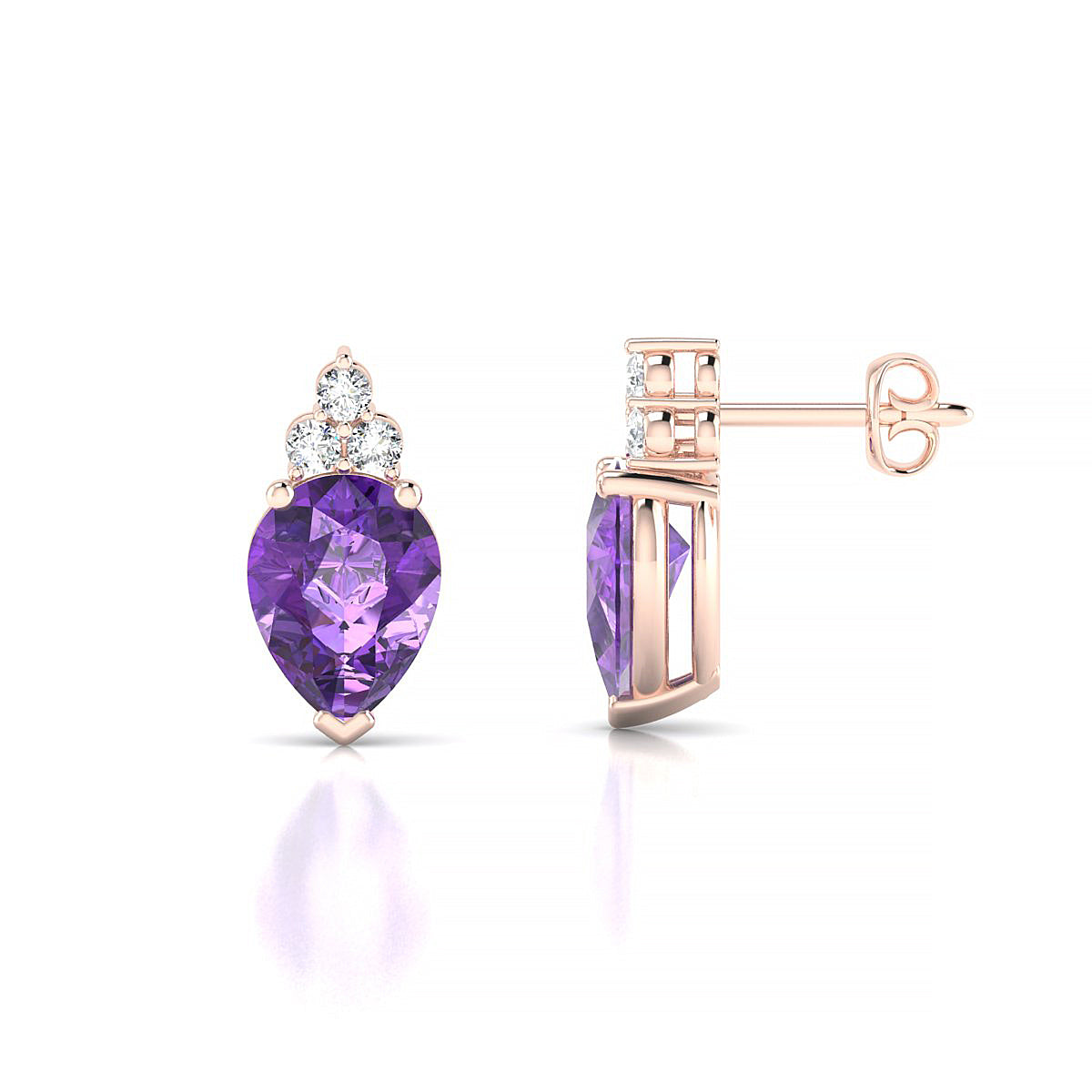 Mirage | 18k Rose Gold 8 x 6 mm Pear Amethyst Earrings