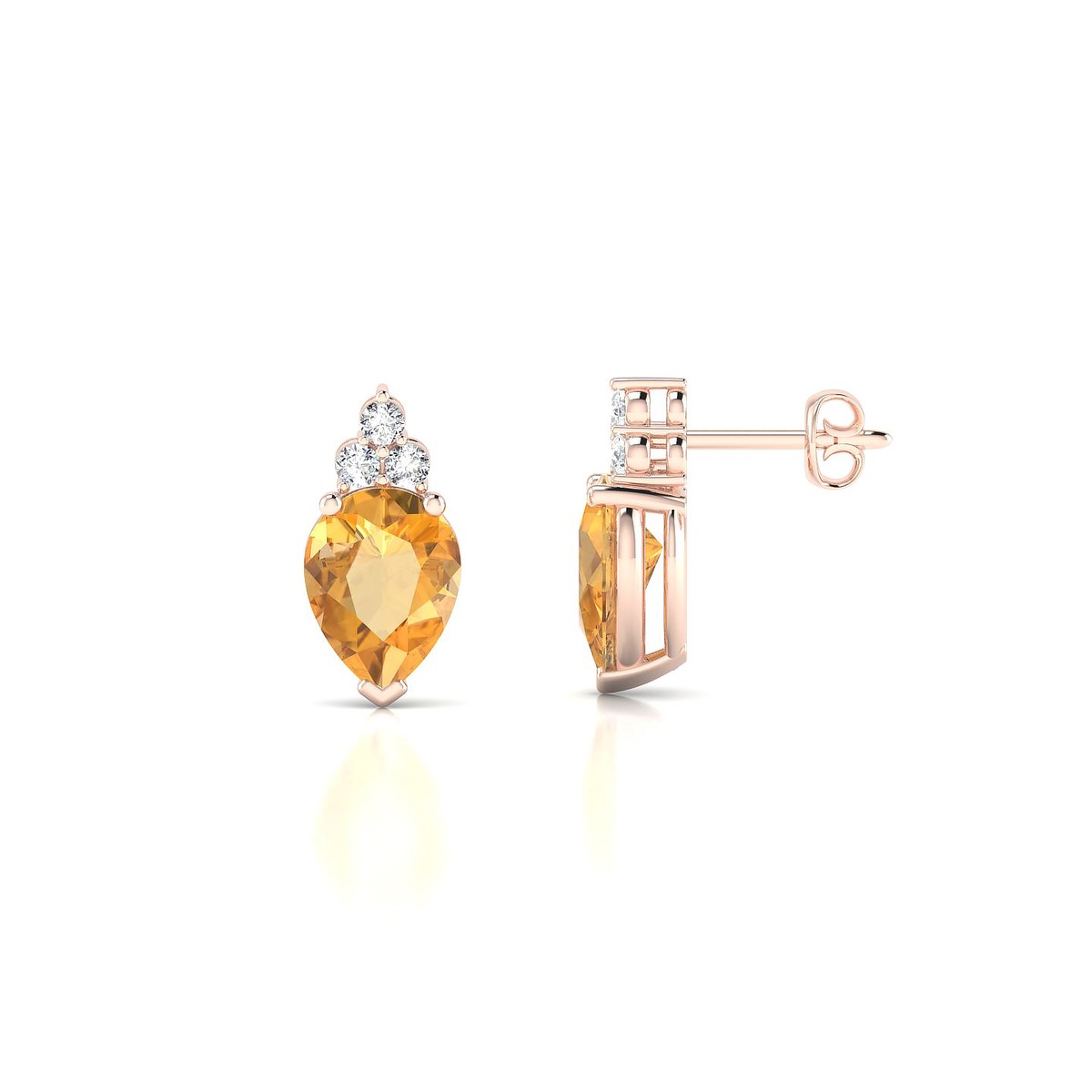 Mirage | 18k Rose Gold 8 x 6 mm Pear Citrine Earrings