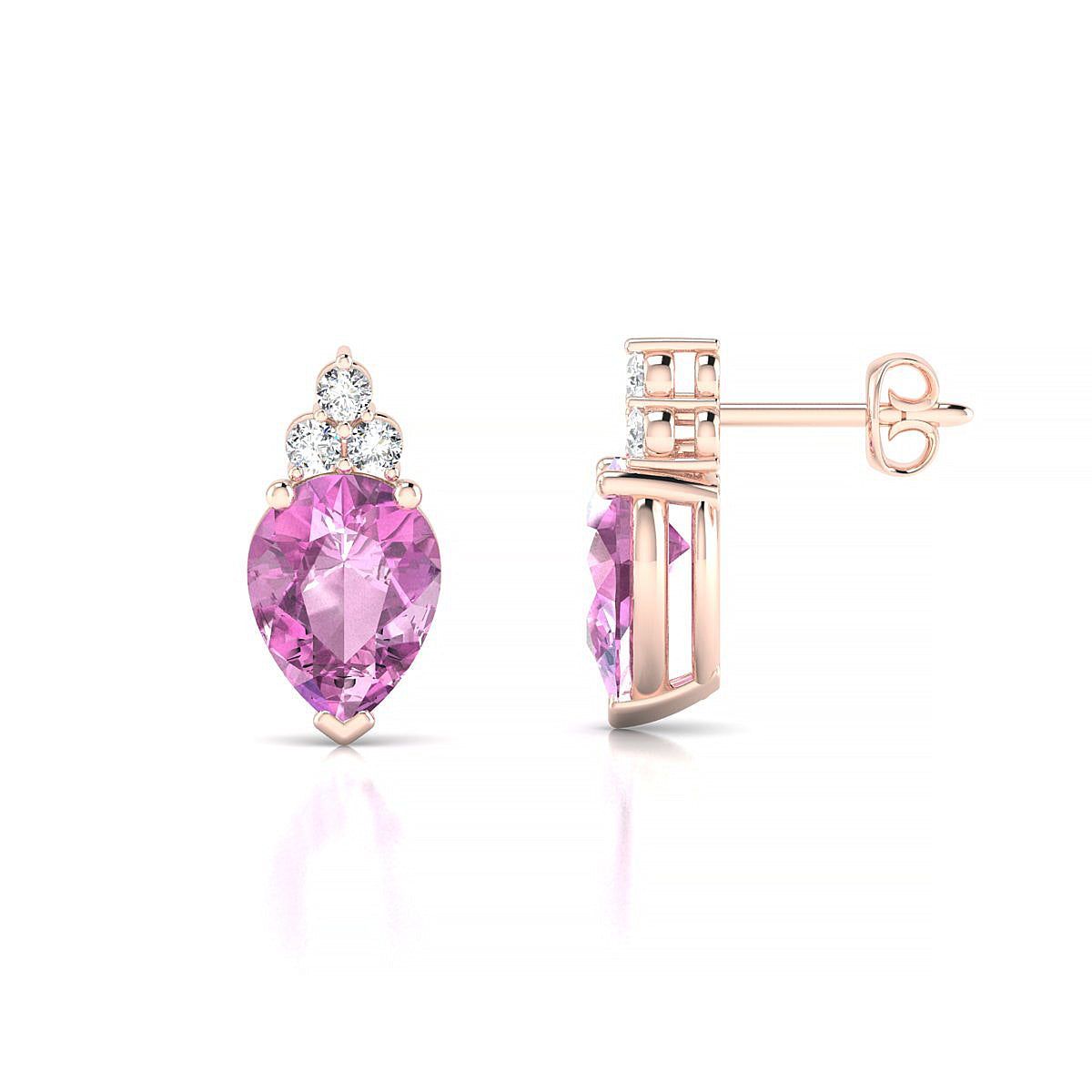 Mirage | 18k Rose Gold 8 x 6 mm Pear Pink Sapphire Earrings