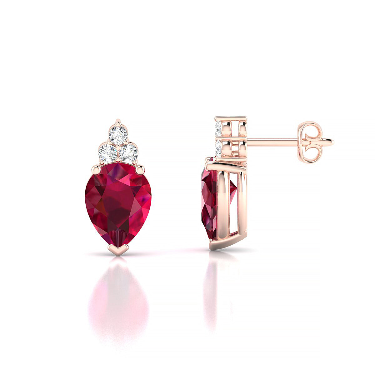 Mirage | 18k Rose Gold 8 x 6 mm Pear Ruby Earrings
