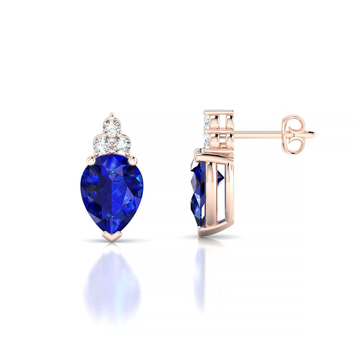 Mirage | 18k Rose Gold 8 x 6 mm Pear Sapphire Earrings