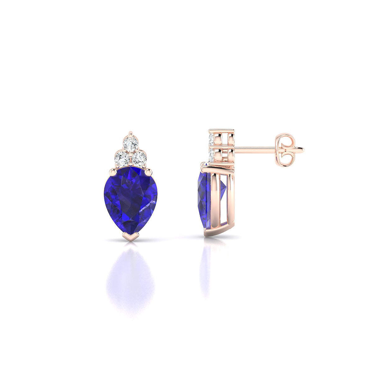 Mirage | 18k Rose Gold 8 x 6 mm Pear Tanzanite Earrings