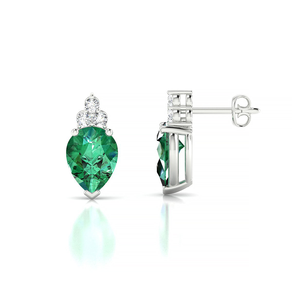 Mirage | 18k White Gold 8 x 6 mm Pear Emerald Earrings