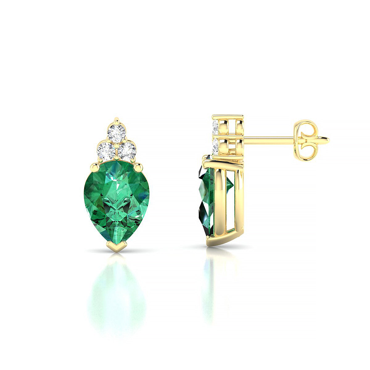 Mirage | 18k Yellow Gold 8 x 6 mm Pear Emerald Earrings